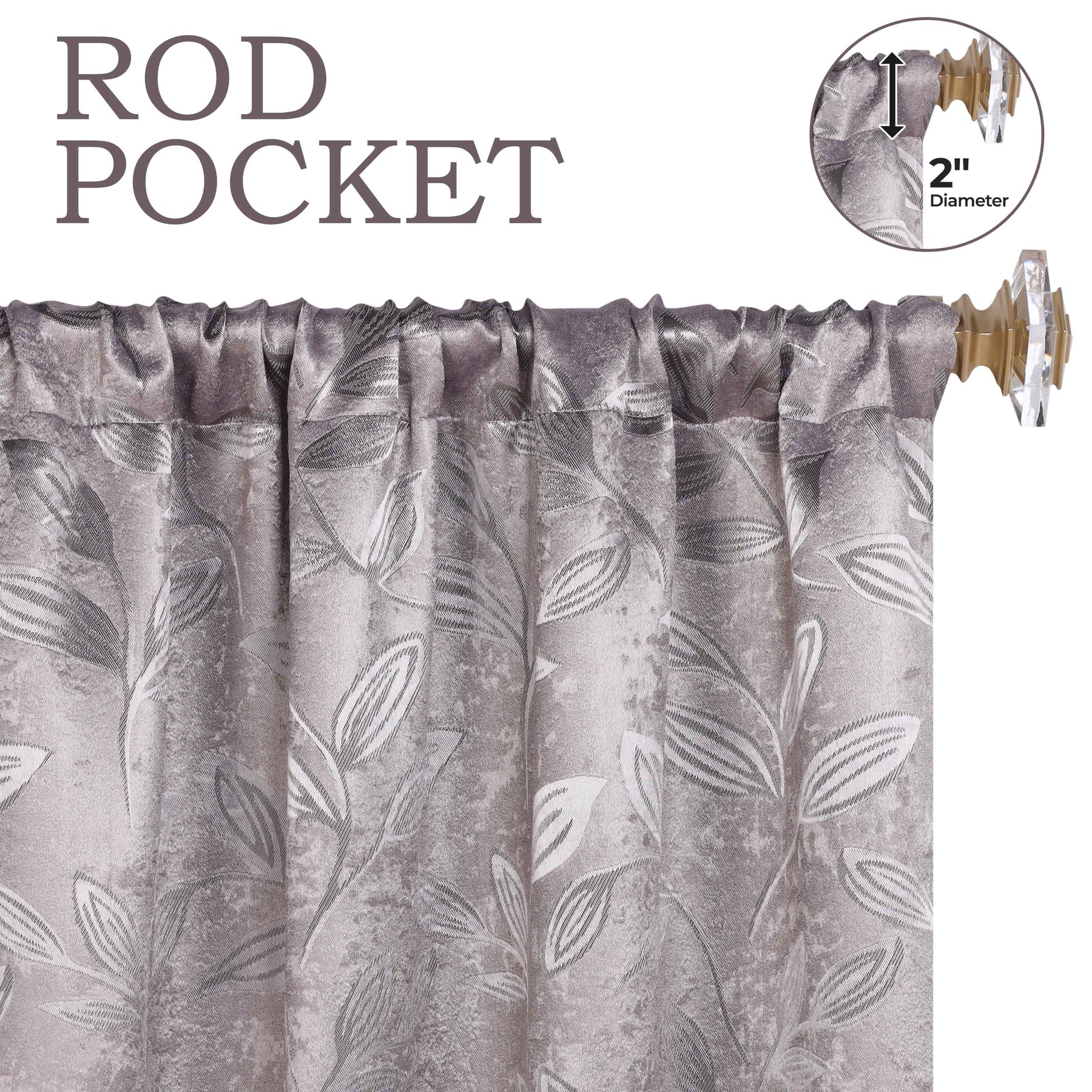 Leaves Room Darkening Washable Blackout Curtain Panels, Set of 2