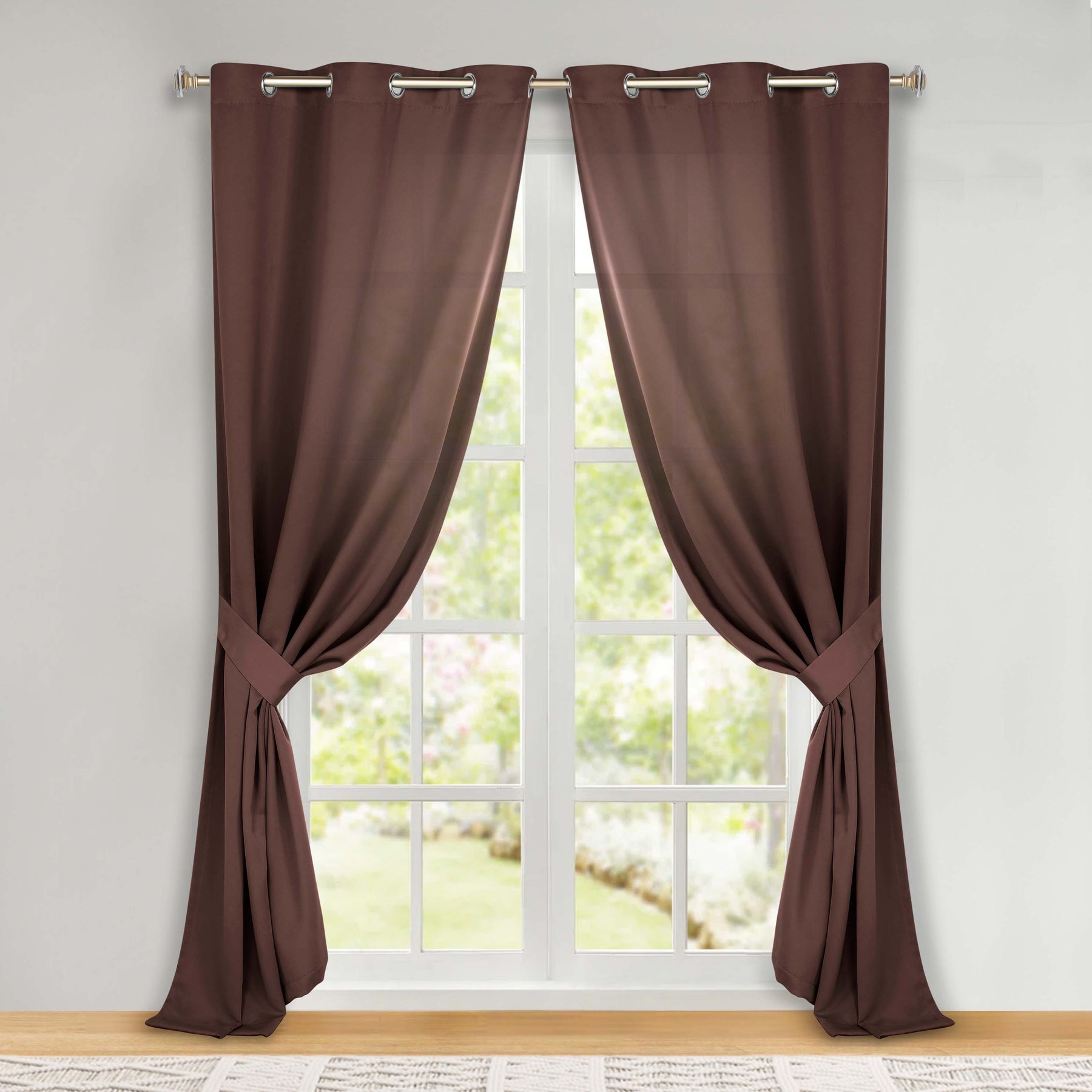 Classic Modern Solid Room Darkening Blackout Curtain Panels, Set of 2
