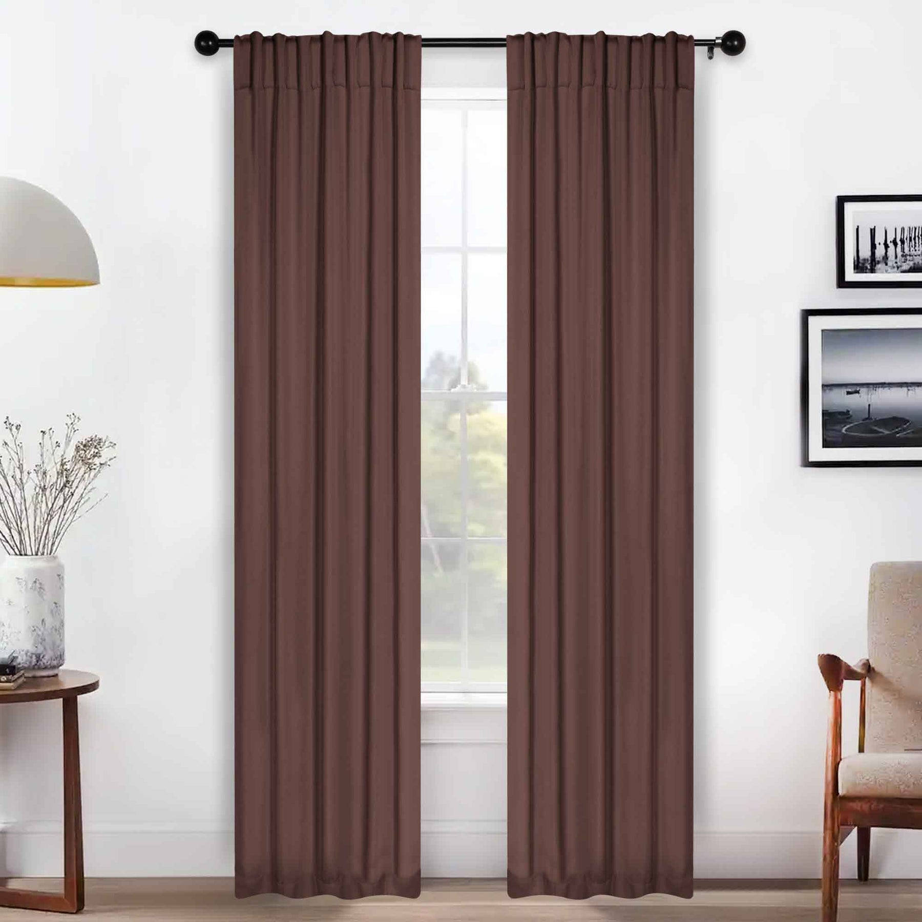 Solid Room Darkening Blackout Curtain Panels, Back Tabs, Set of 2