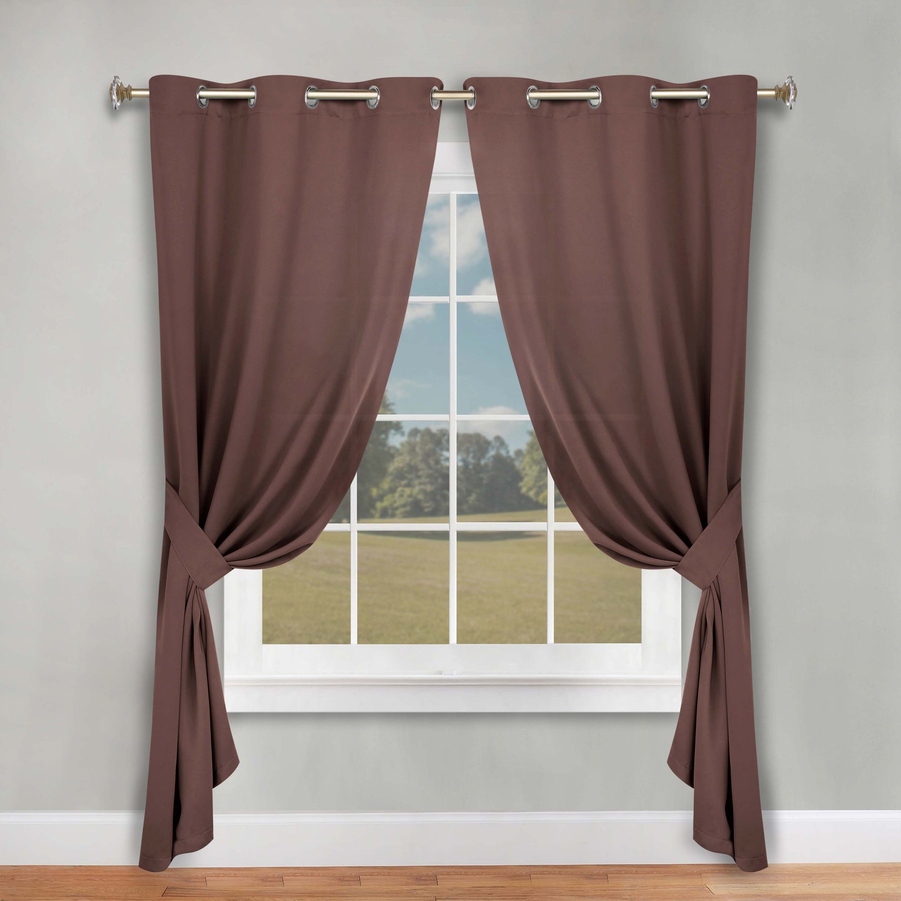 Classic Modern Solid Room Darkening Blackout Curtain Panels, Set of 2