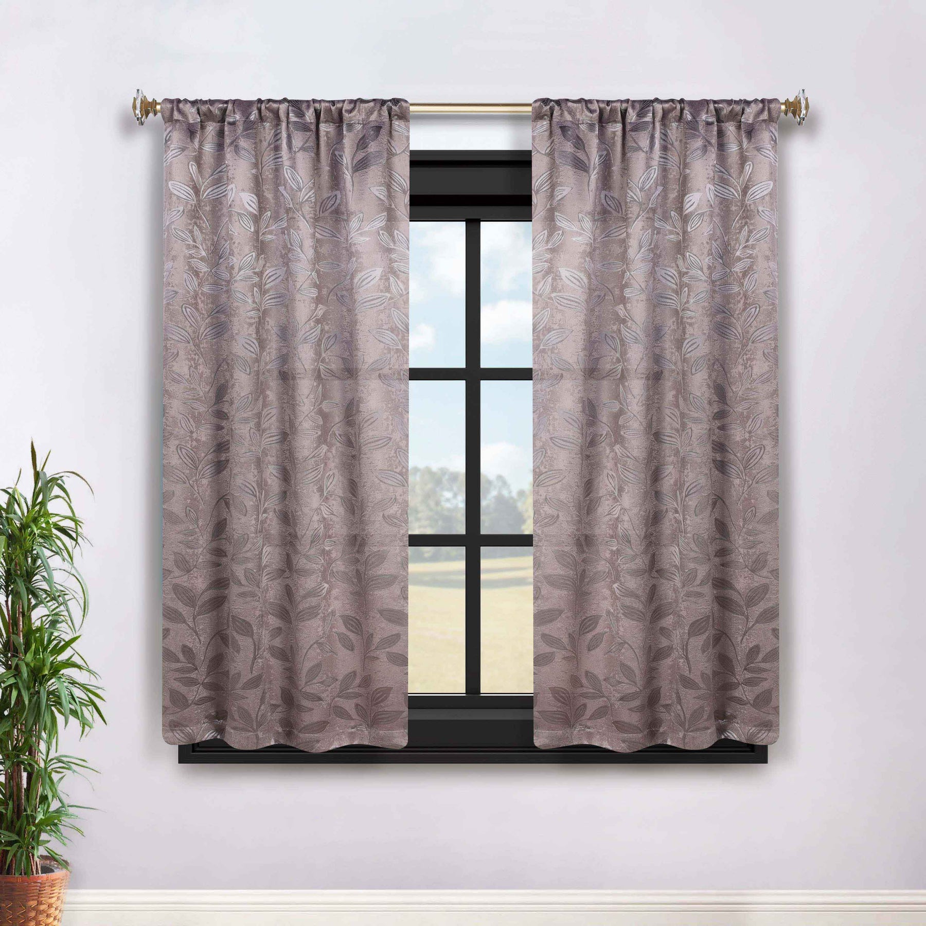 Leaves Room Darkening Washable Blackout Curtain Panels, Set of 2