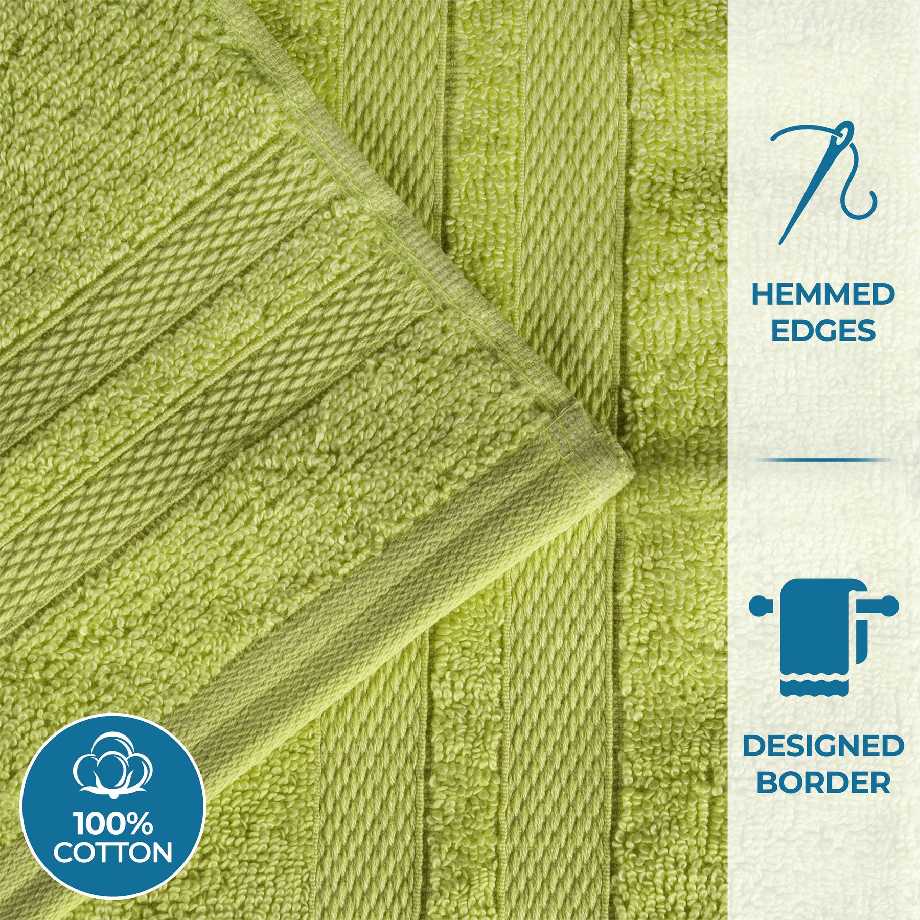 Ultra-Soft Cotton Solid Medium Weight Absorbent Bath Towel Set of 2