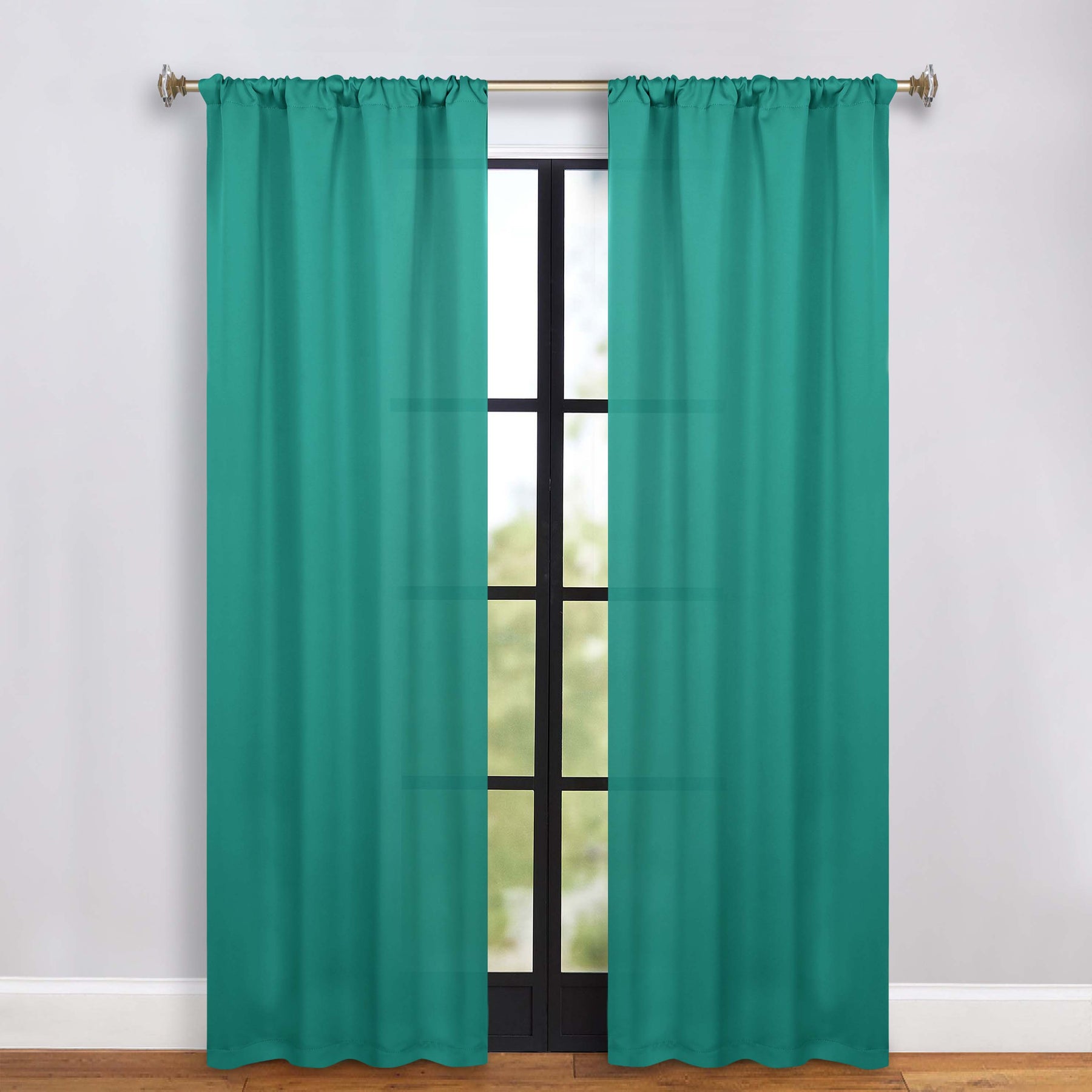 Solid Room Darkening Rod Pocket Blackout Curtain Panels, Set of 2