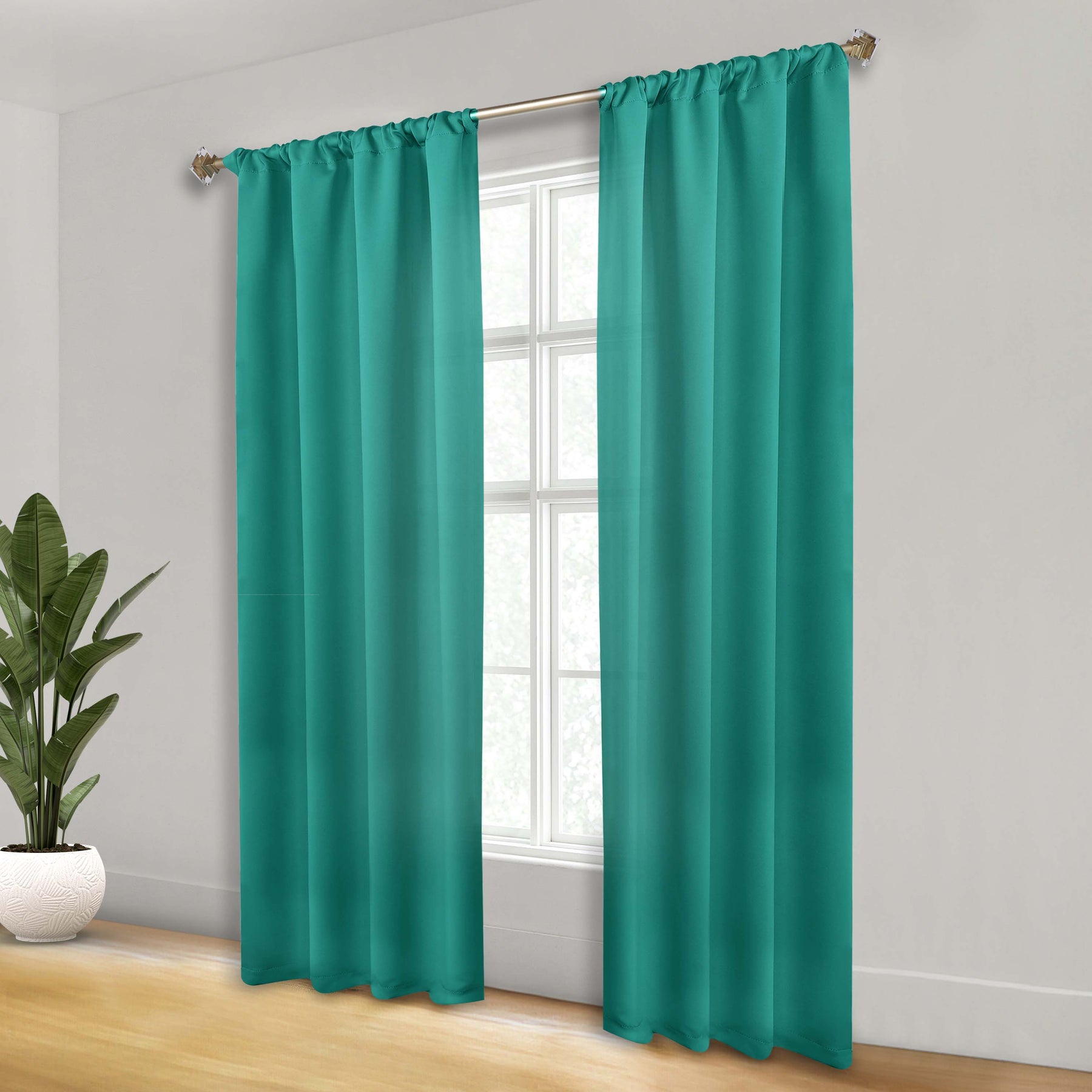 Solid Room Darkening Rod Pocket Blackout Curtain Panels, Set of 2