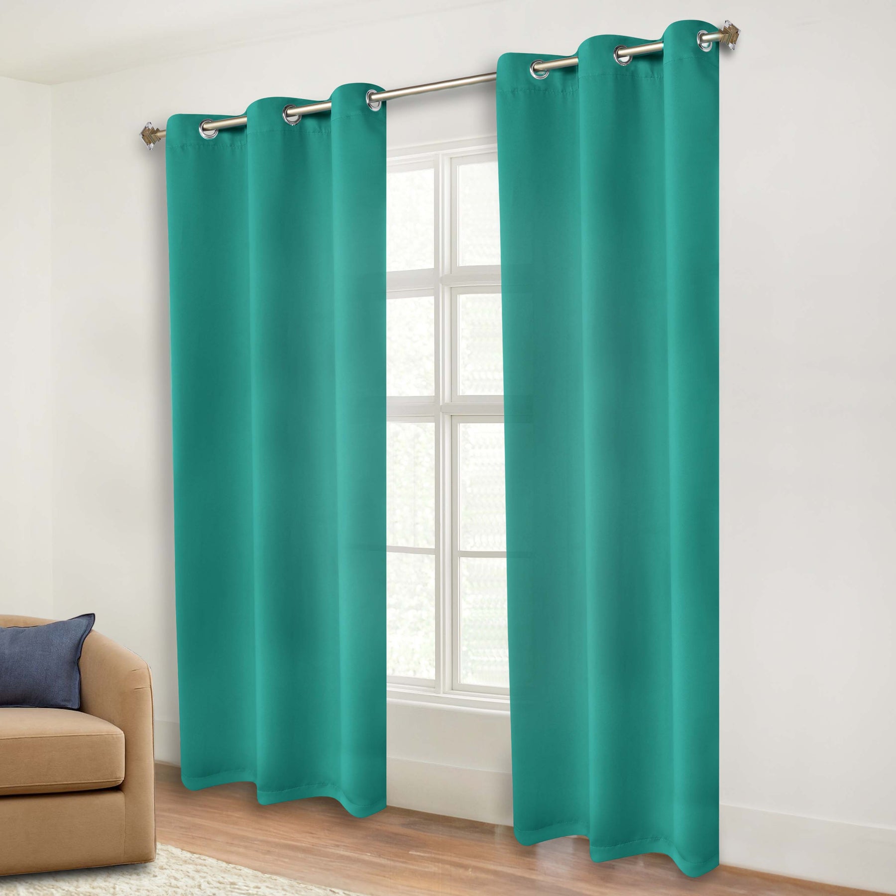 Classic Modern Solid Room Darkening Blackout Curtain Panels, Set of 2