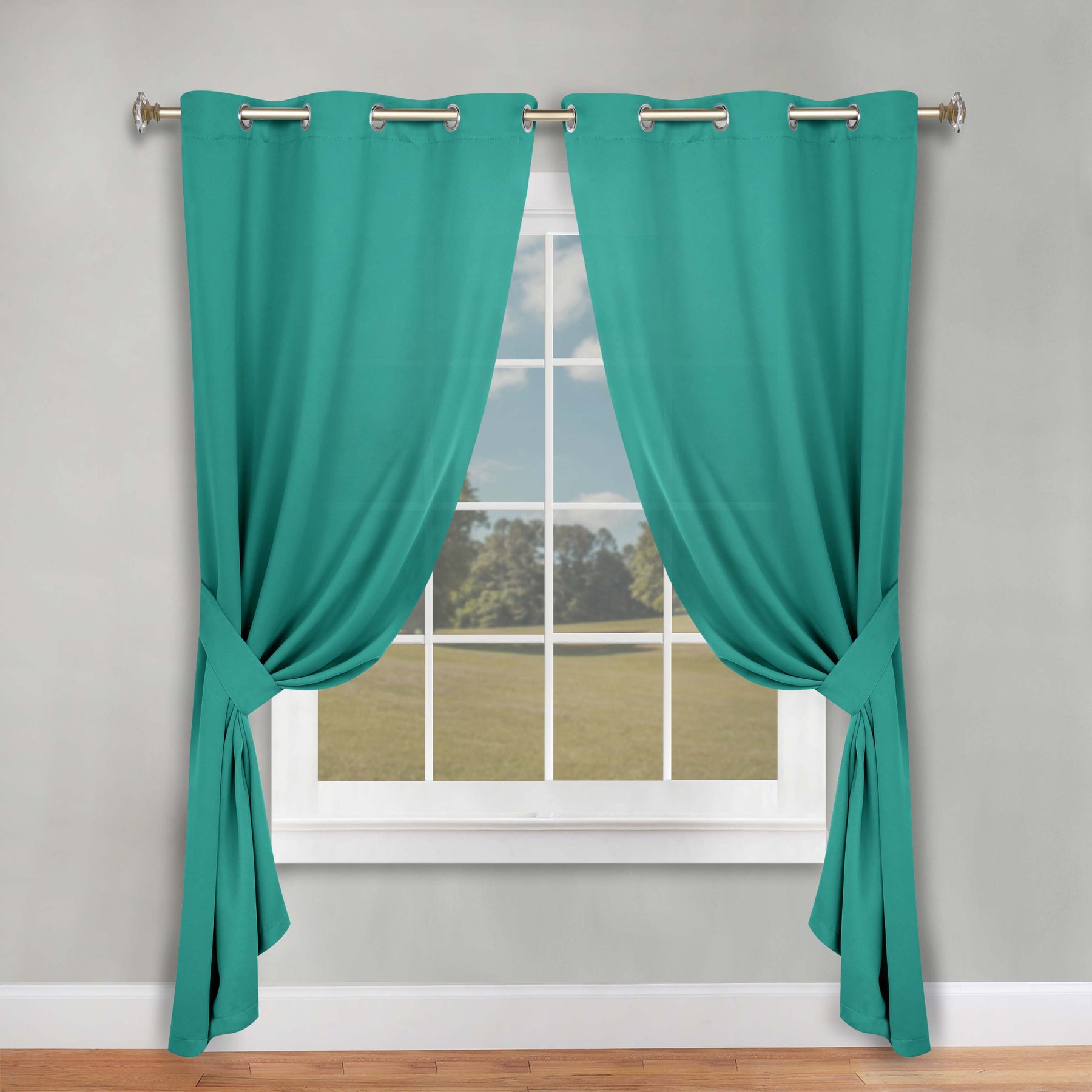 Classic Modern Solid Room Darkening Blackout Curtain Panels, Set of 2