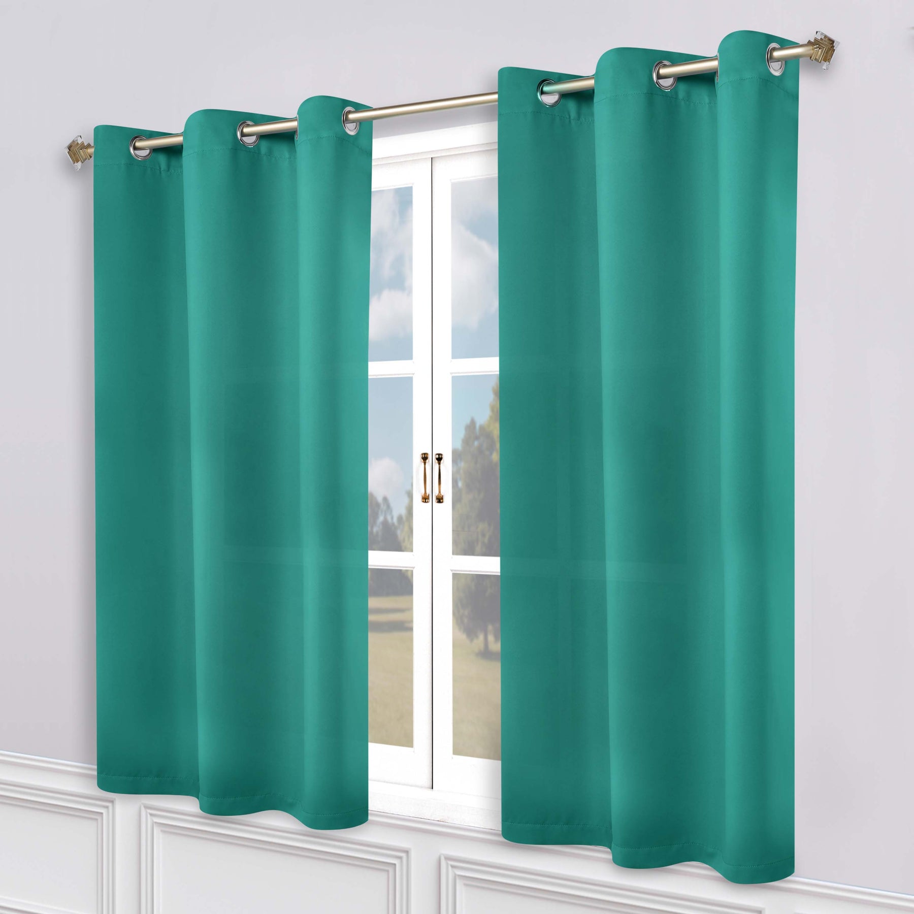 Classic Modern Solid Room Darkening Blackout Curtain Panels, Set of 2