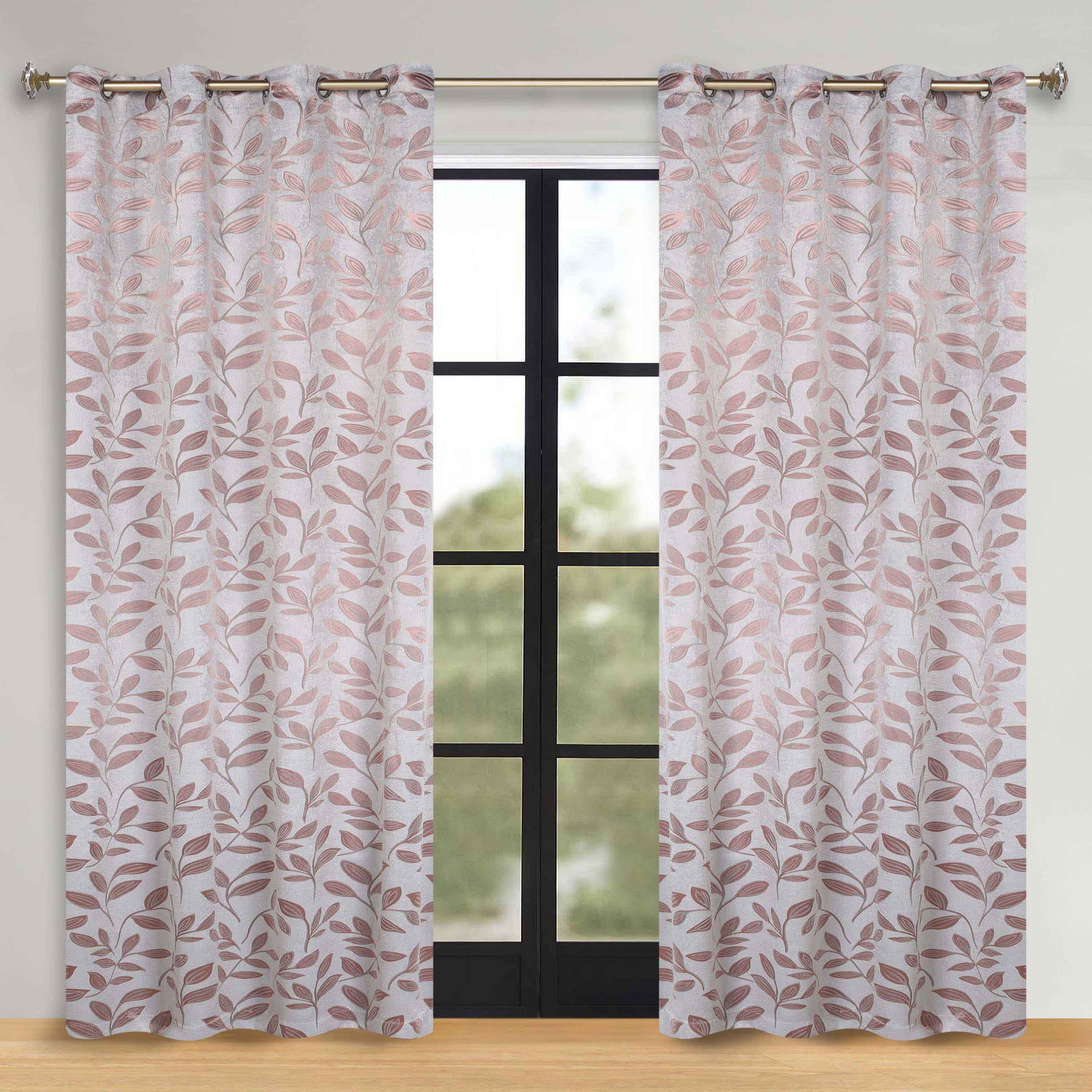 Leaves Room Darkening Washable Blackout Curtain Panels, Set of 2