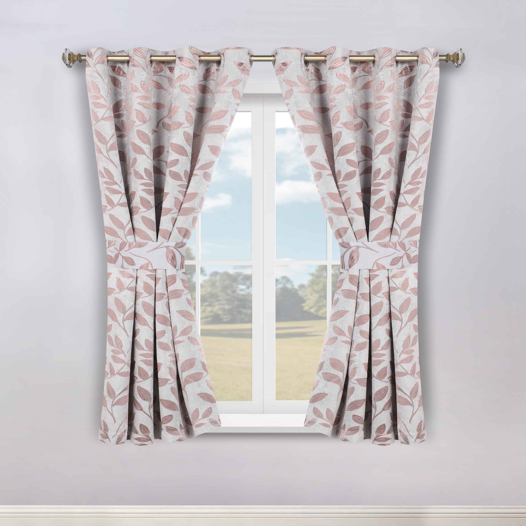 Leaves Room Darkening Washable Blackout Curtain Panels, Set of 2