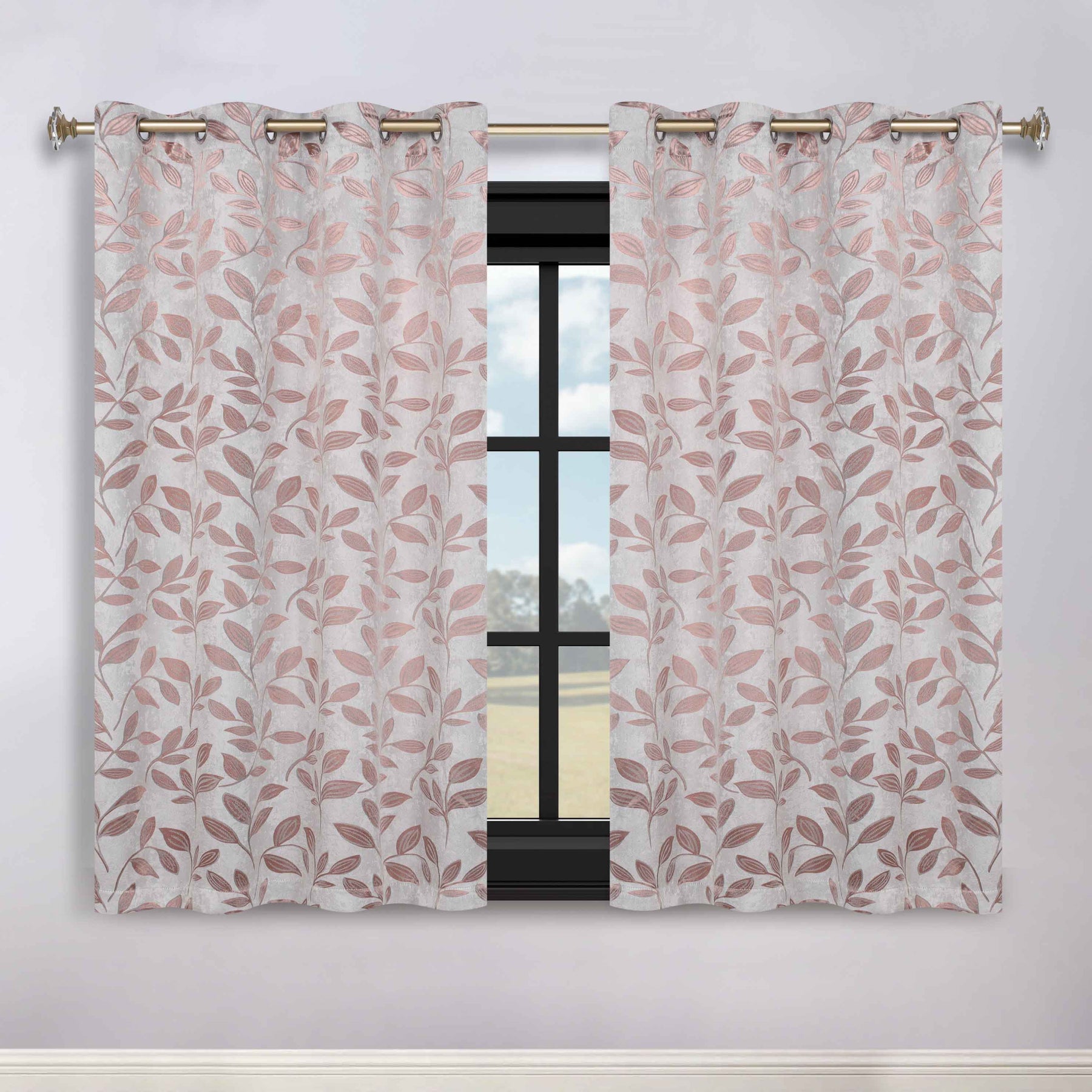 Leaves Room Darkening Washable Blackout Curtain Panels, Set of 2