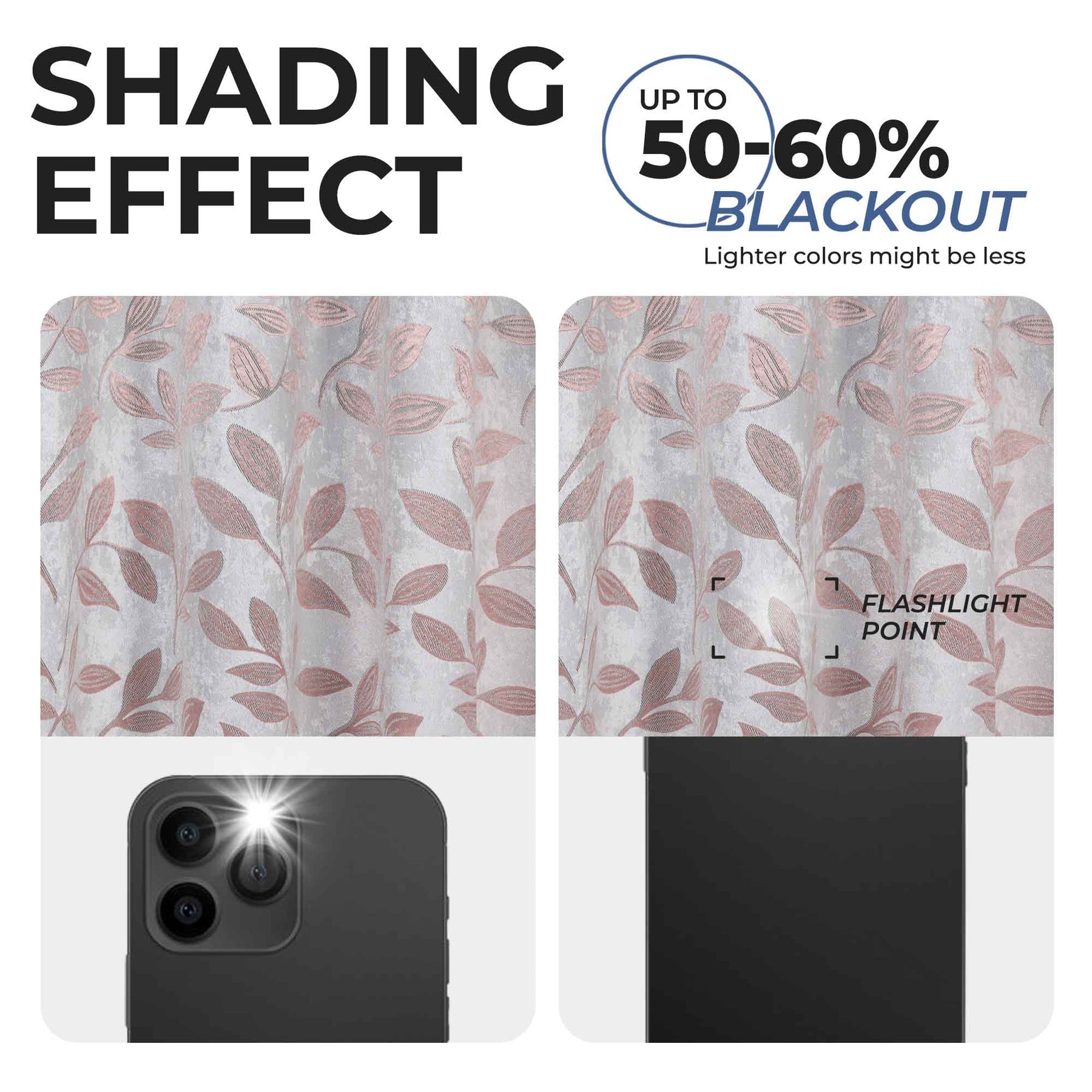 Leaves Room Darkening Washable Blackout Curtain Panels, Set of 2