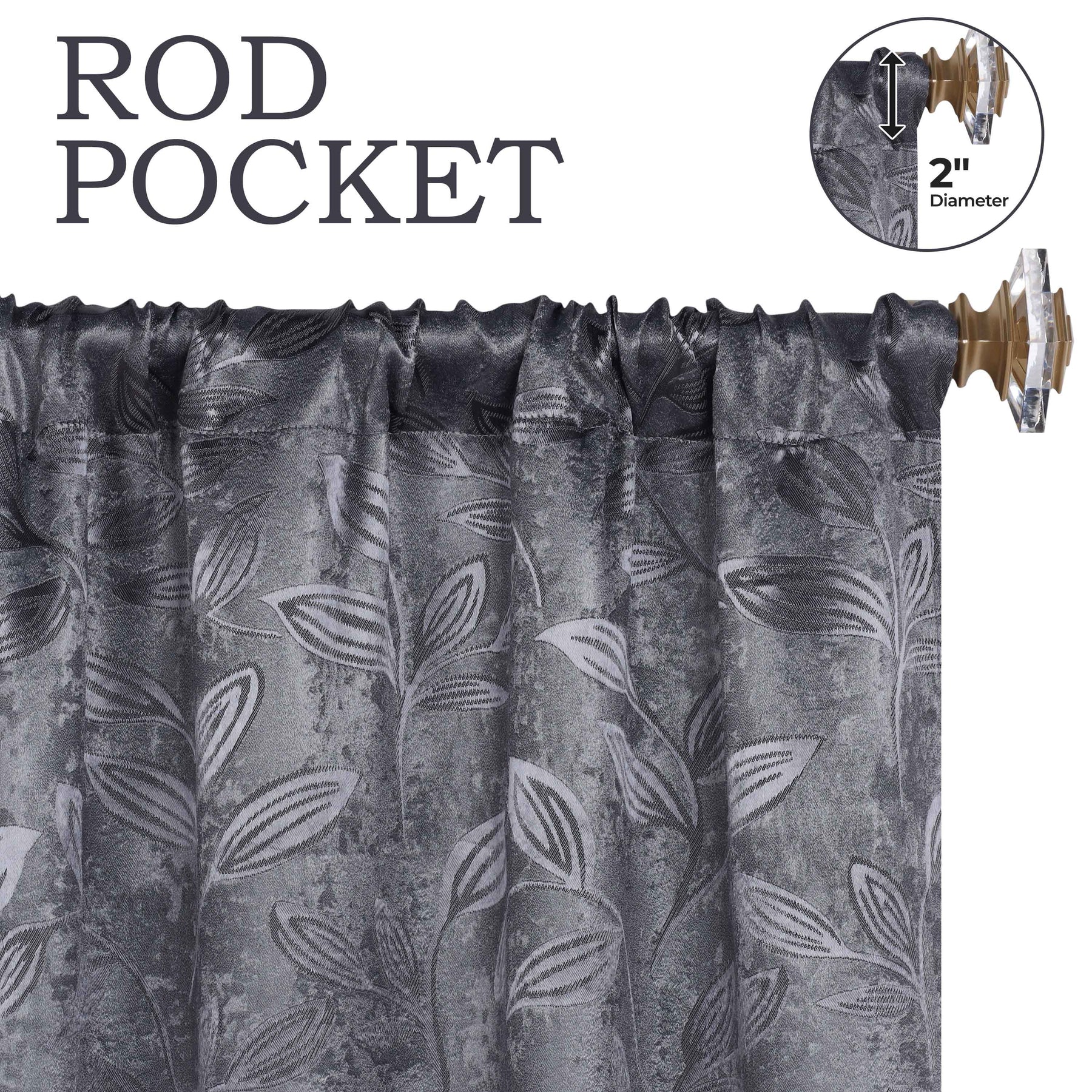 Leaves Room Darkening Washable Blackout Curtain Panels, Set of 2