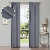 Linen Pattern Washable Room Darkening Blackout Curtains, Set of 2