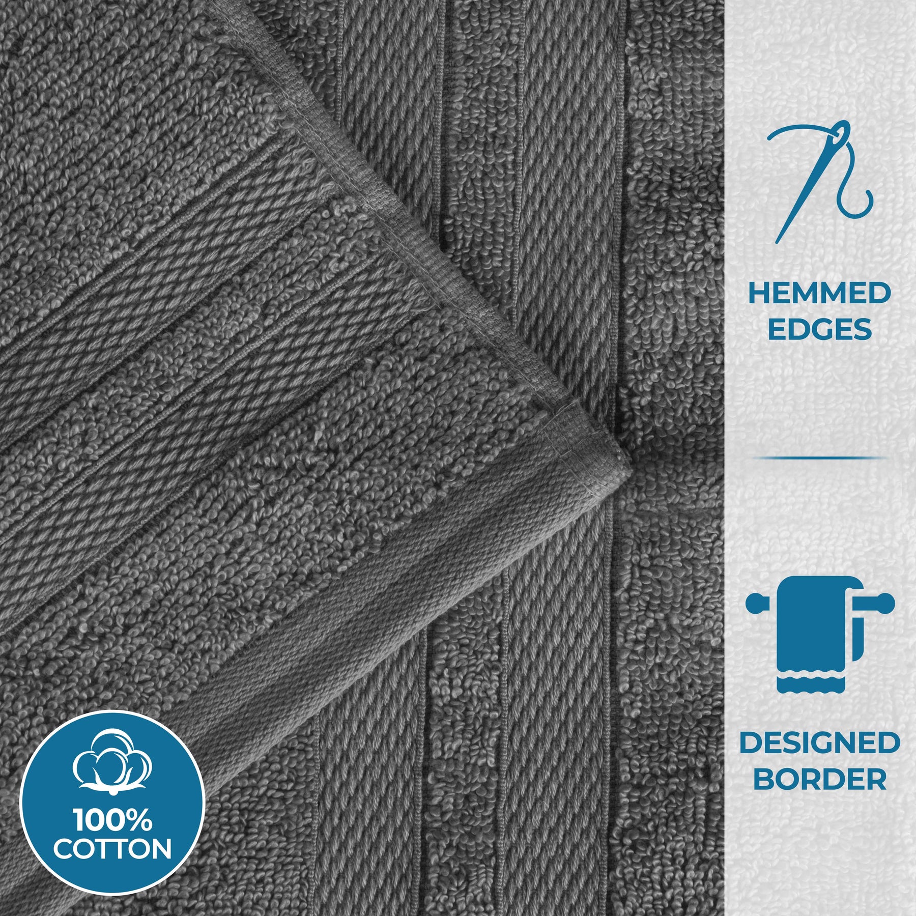 Ultra-Soft Cotton Solid Medium Weight Absorbent Bath Towel Set of 2