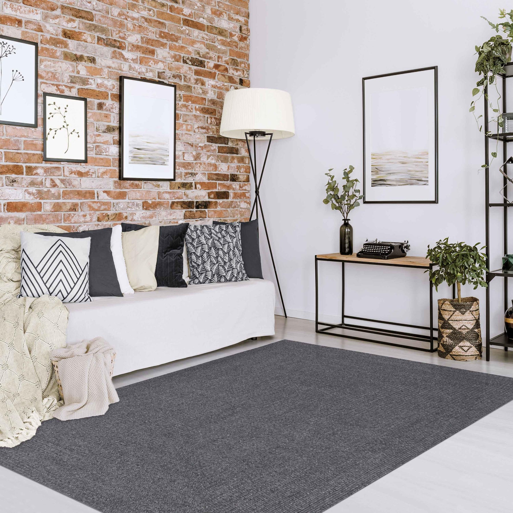 Bohemian Indoor Outdoor Rugs Solid Rectangle Braided Area Rug