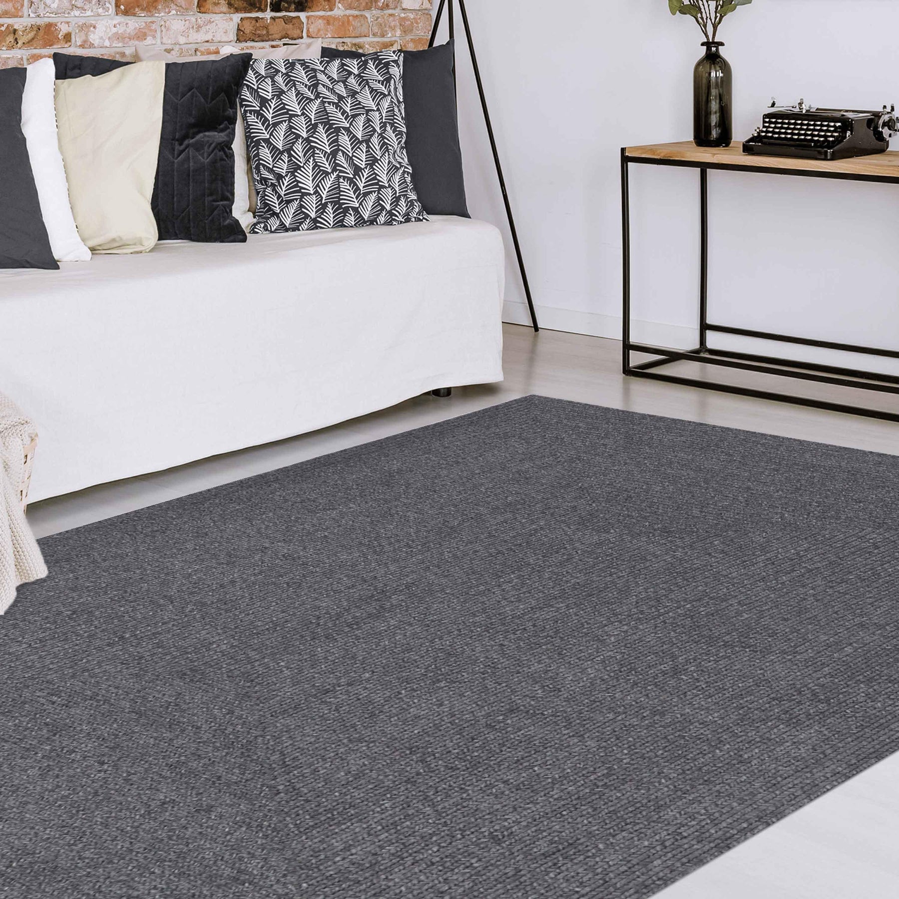 Bohemian Indoor Outdoor Rugs Solid Rectangle Braided Area Rug