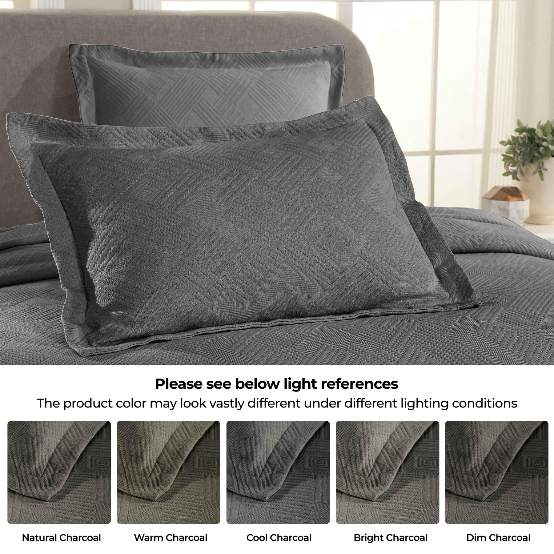 Cotton Jacquard Matelassé Scalloped Geometric Fret Bedspread Set
