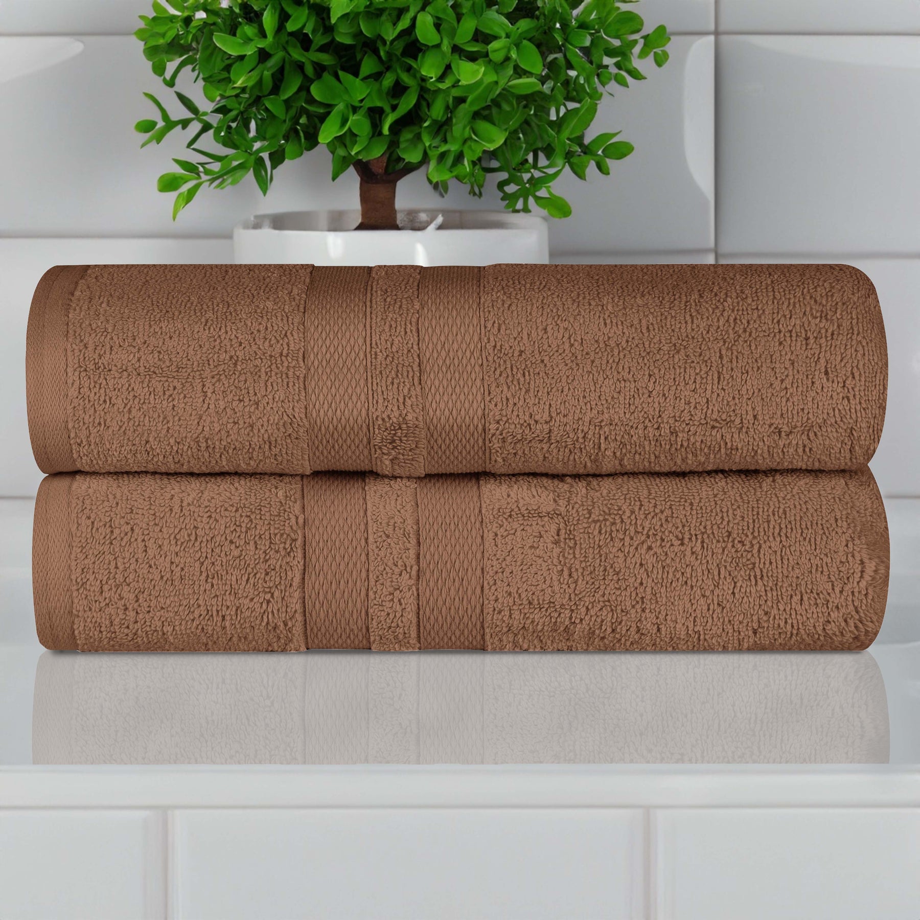 Ultra-Soft Cotton Solid Medium Weight Absorbent Bath Towel Set of 2