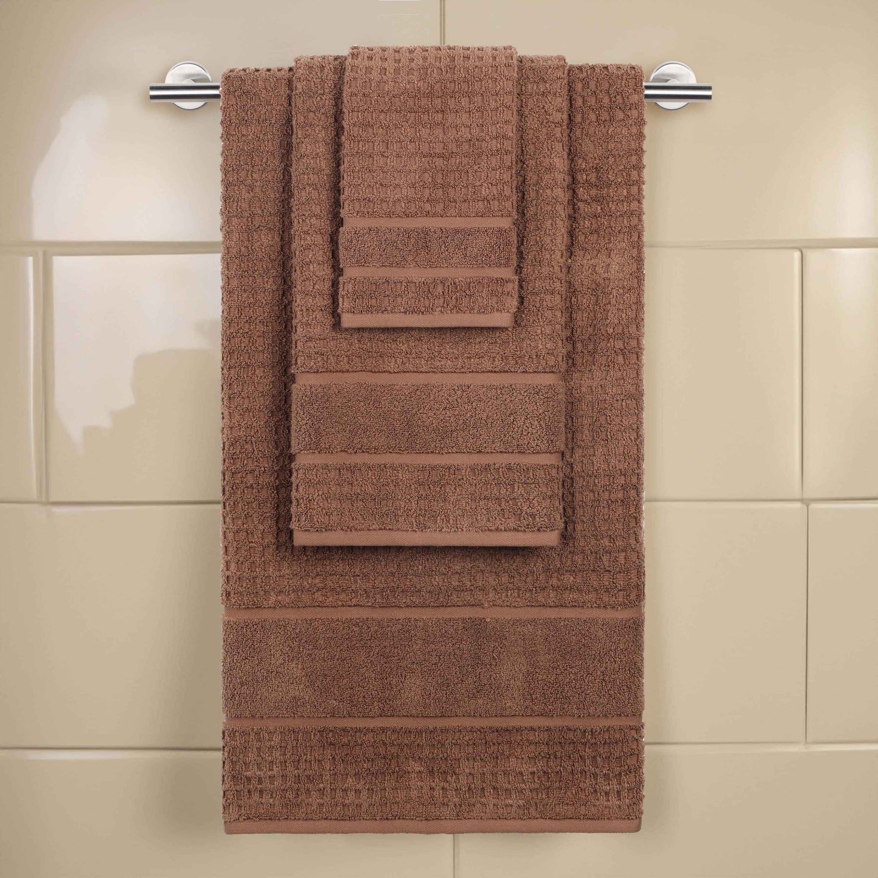 Napa Zero Twist Cotton Solid Waffle Honeycomb 3 Piece Towel Set