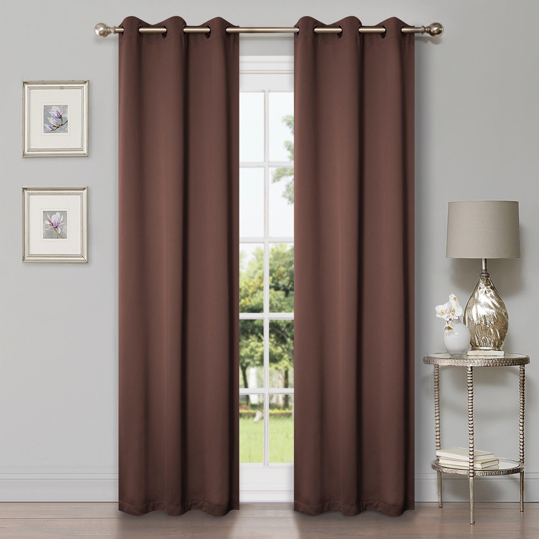 Solid Machine Washable Room Darkening Blackout Curtains, Set of 2