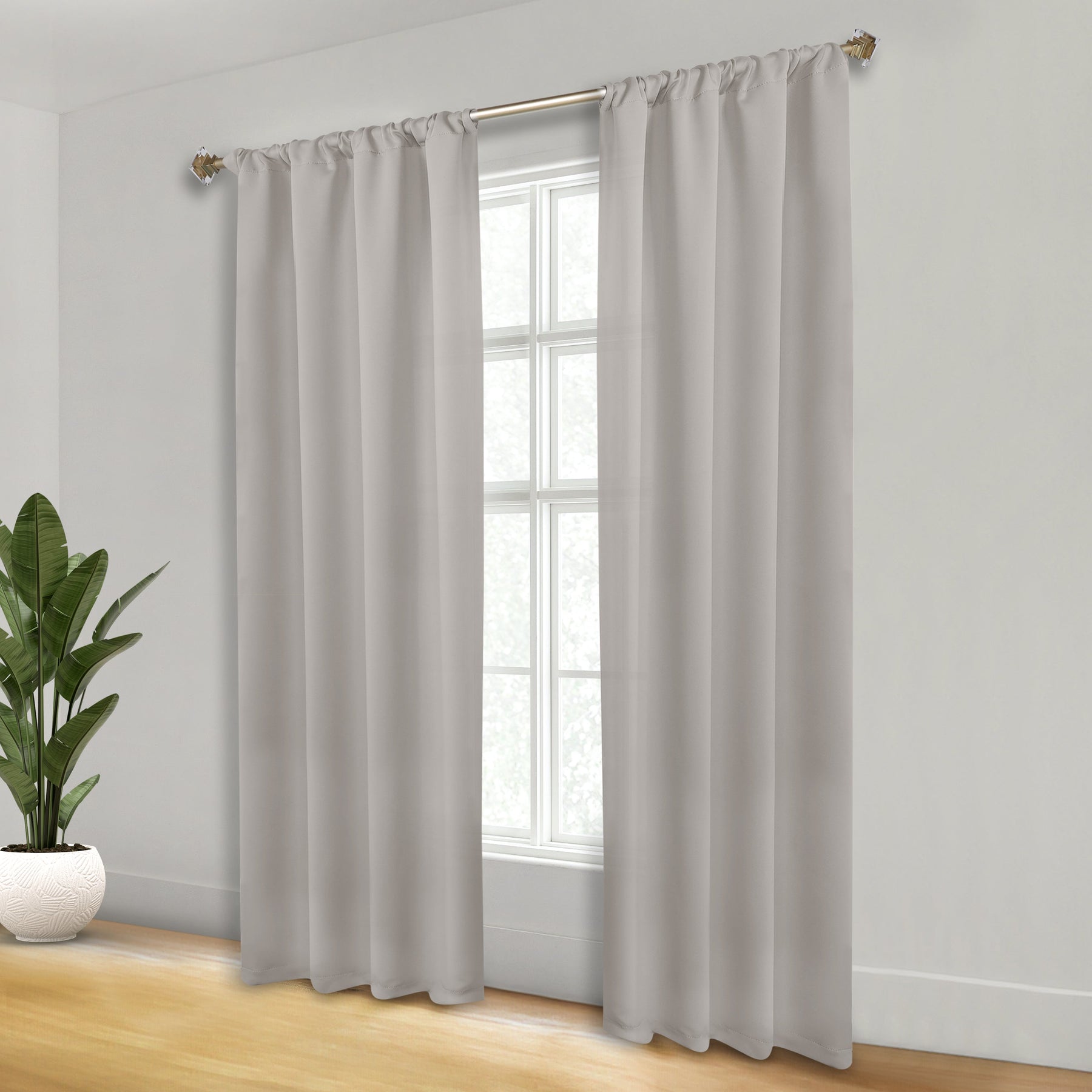 Solid Room Darkening Rod Pocket Blackout Curtain Panels, Set of 2