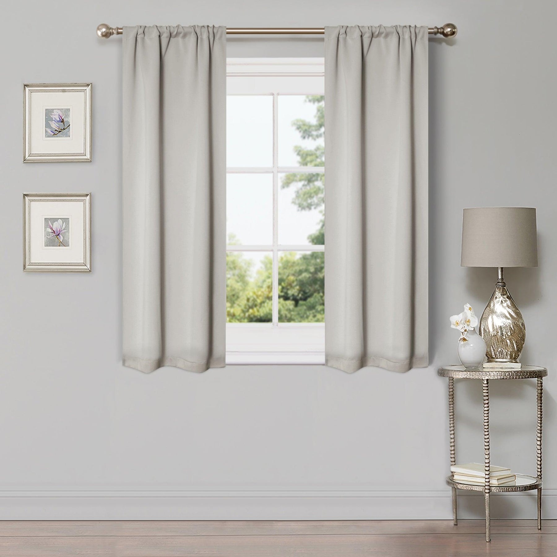 Solid Machine Washable Room Darkening Blackout Curtains, Set of 2