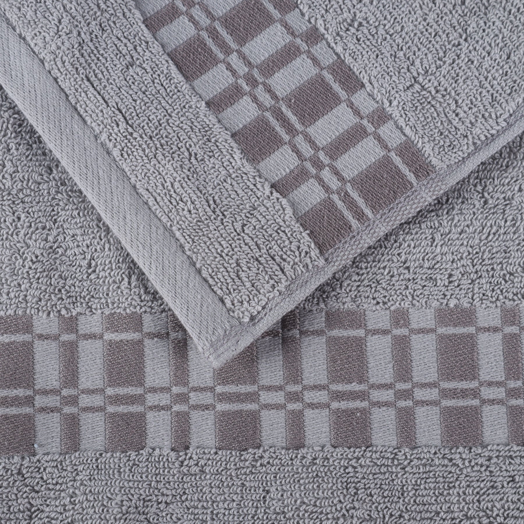 Larissa Cotton Geometric Border Bath Towel Set of 4