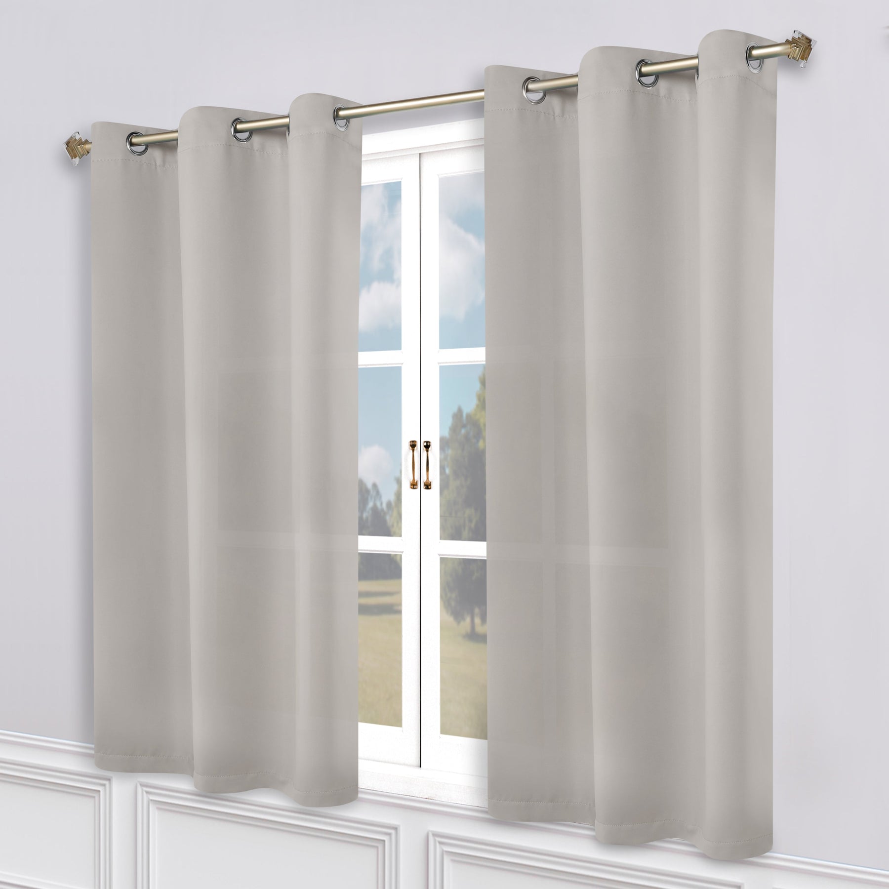 Classic Modern Solid Room Darkening Blackout Curtain Panels, Set of 2
