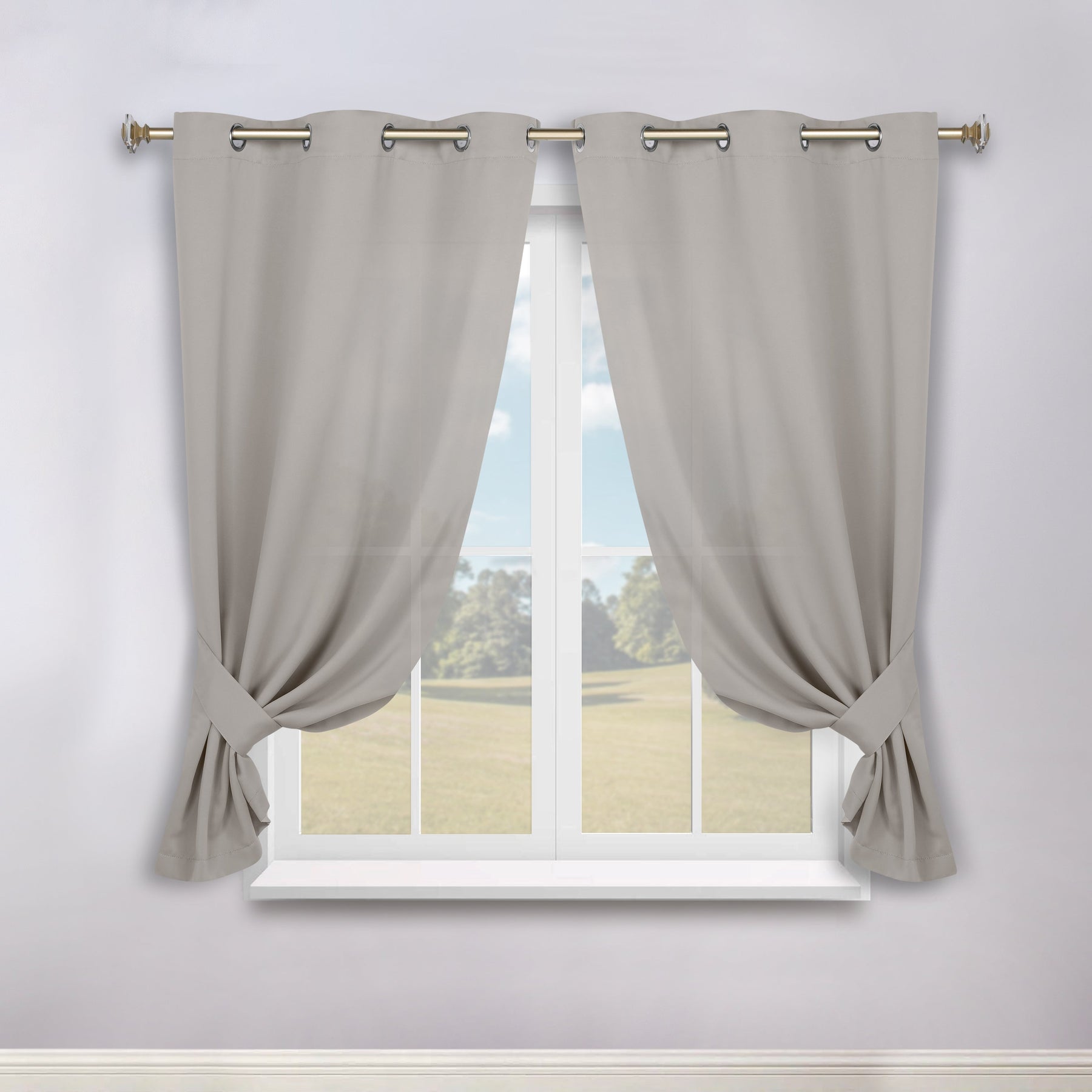 Classic Modern Solid Room Darkening Blackout Curtain Panels, Set of 2