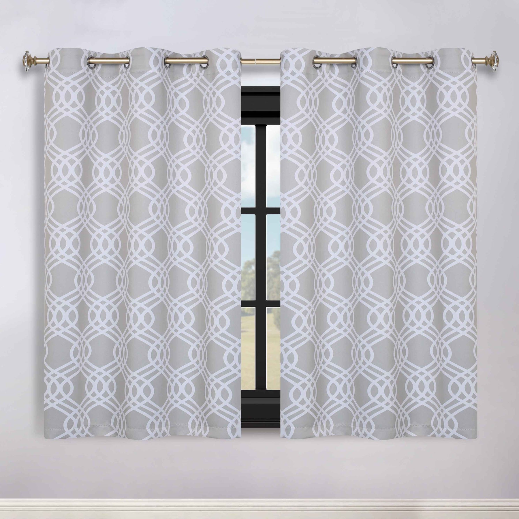 Ribbon Trellis Washable Room Darkening Blackout Curtains, Set of 2