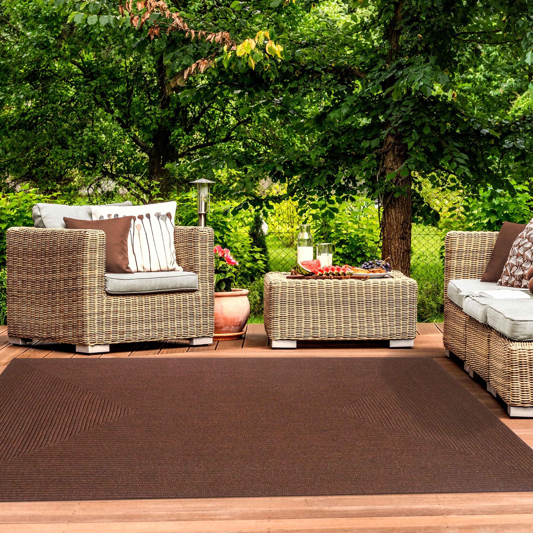 Bohemian Indoor Outdoor Rugs Solid Rectangle Braided Area Rug