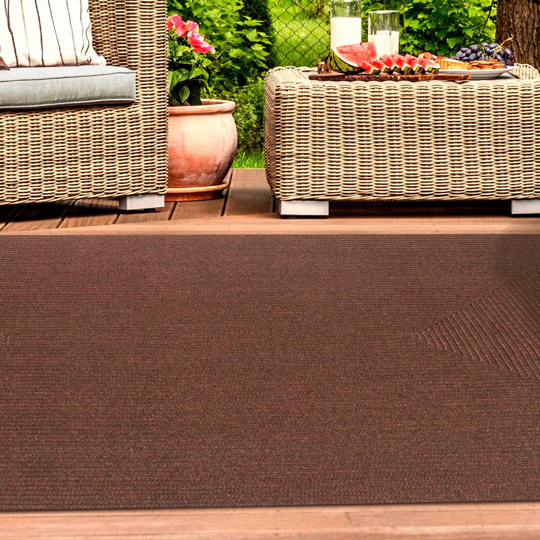 Bohemian Indoor Outdoor Rugs Solid Rectangle Braided Area Rug