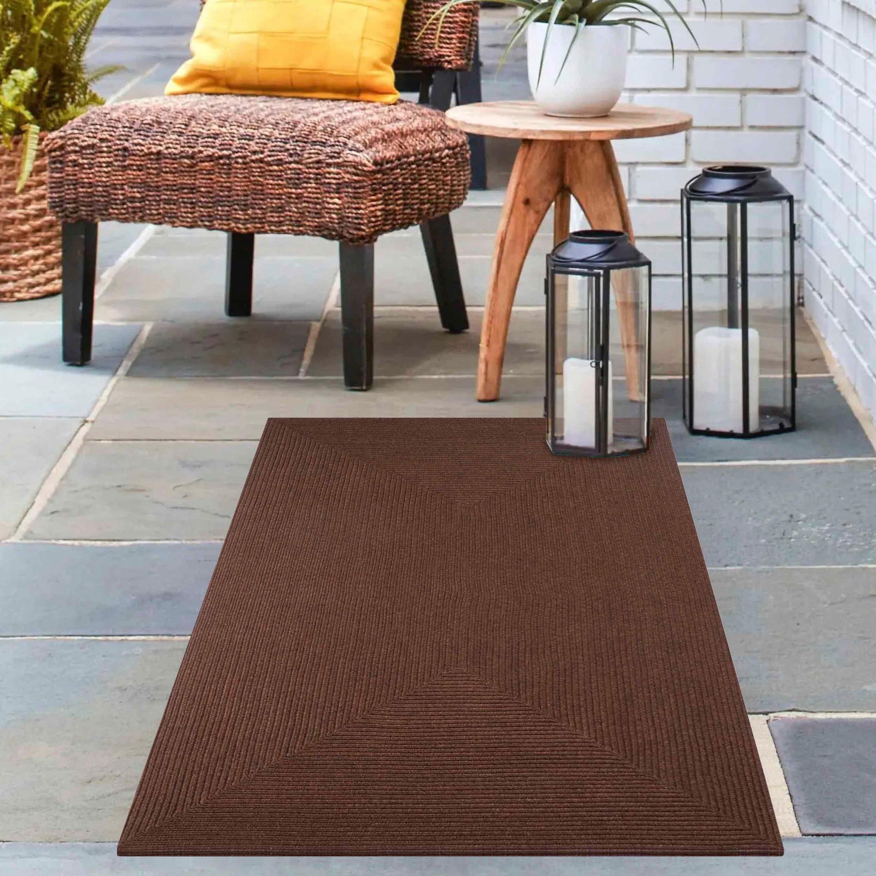 Bohemian Indoor Outdoor Rugs Solid Rectangle Braided Area Rug