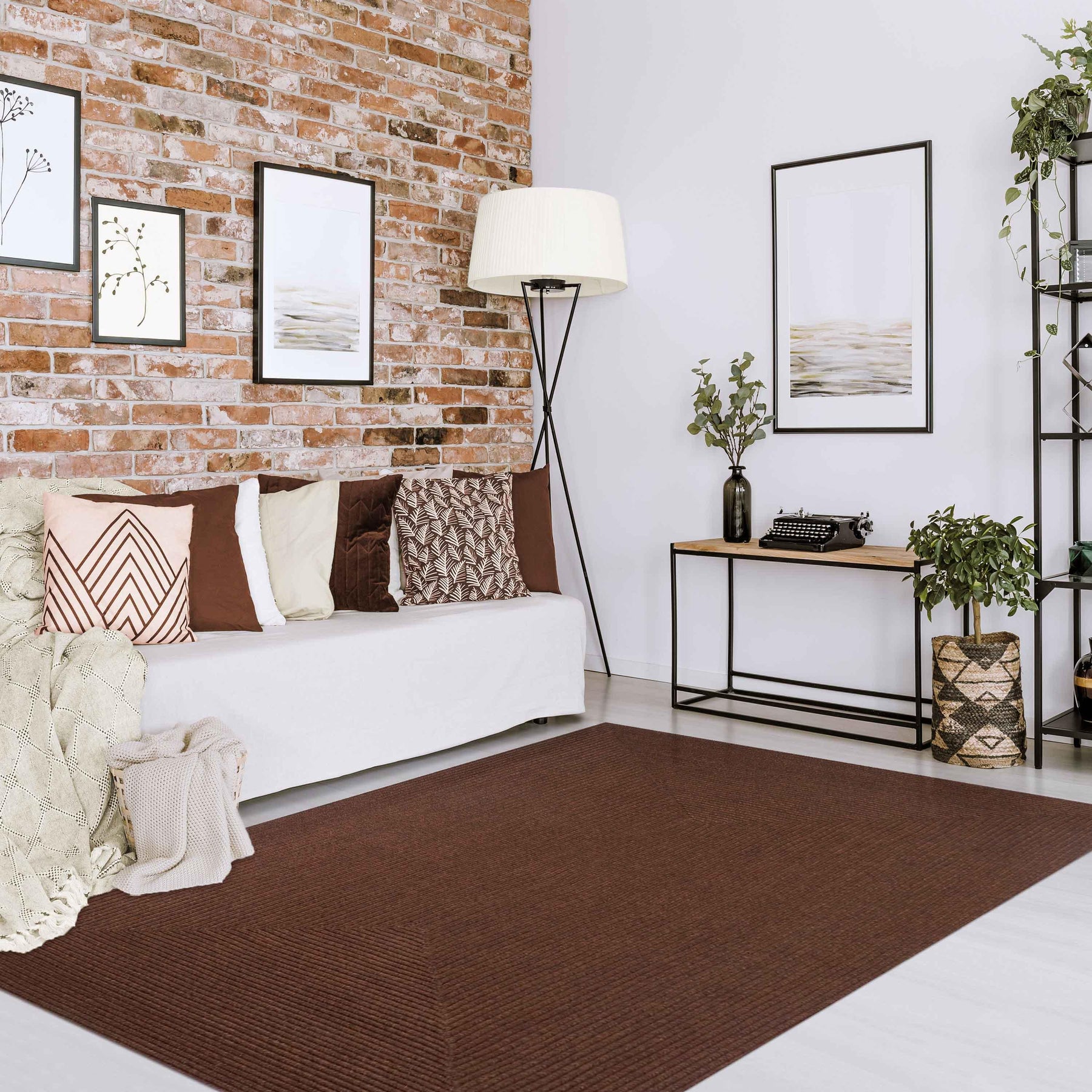 Bohemian Indoor Outdoor Rugs Solid Rectangle Braided Area Rug