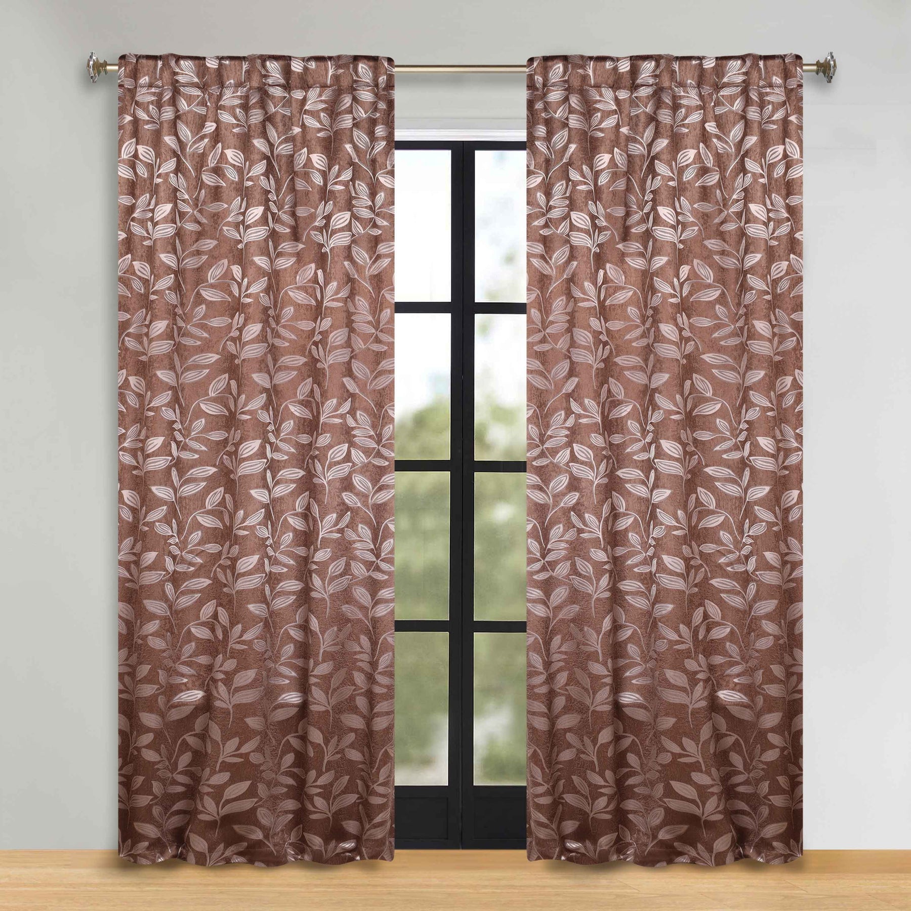 Leaves Room Darkening Back Tabs Blackout Curtain Panels, Set of 2