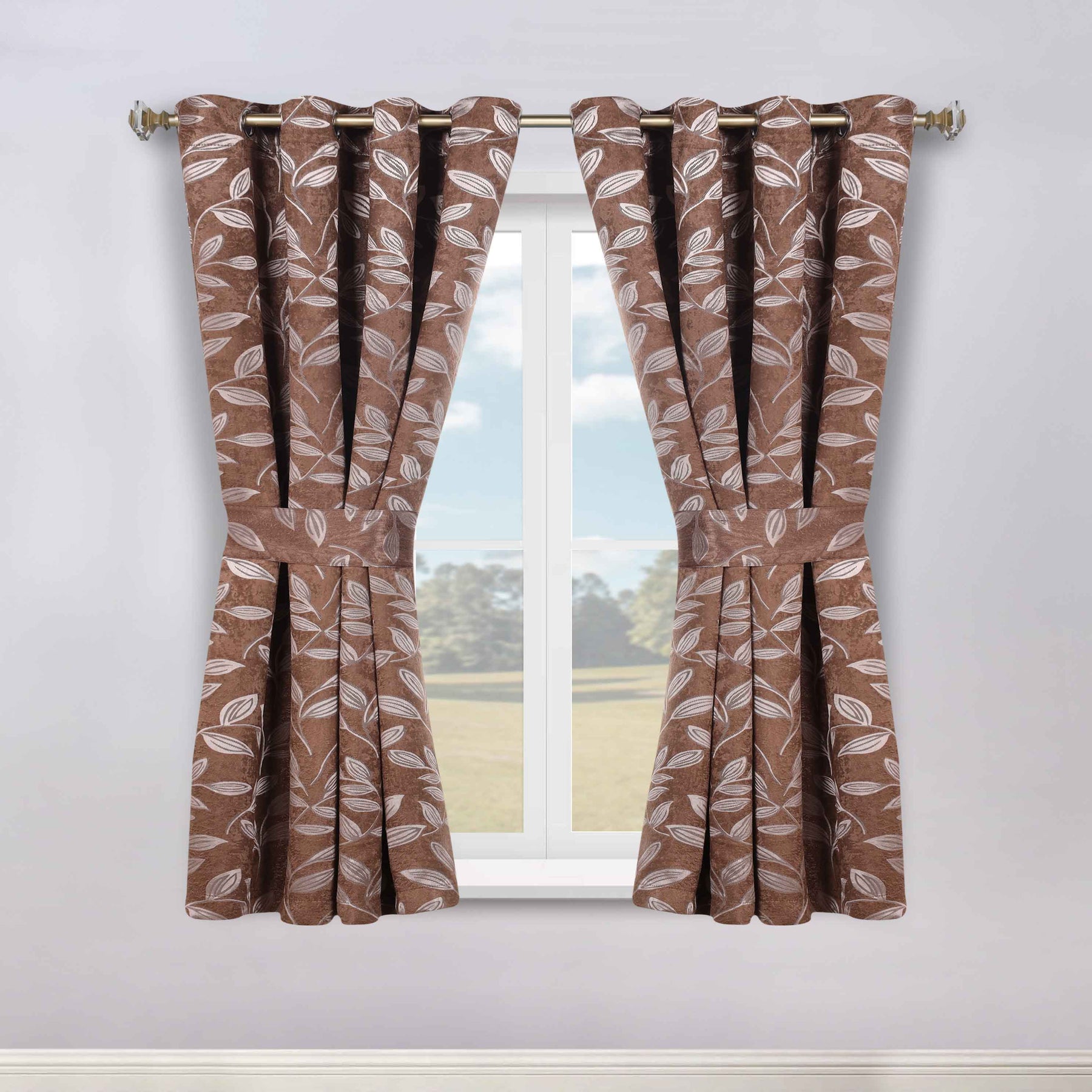 Leaves Room Darkening Washable Blackout Curtain Panels, Set of 2