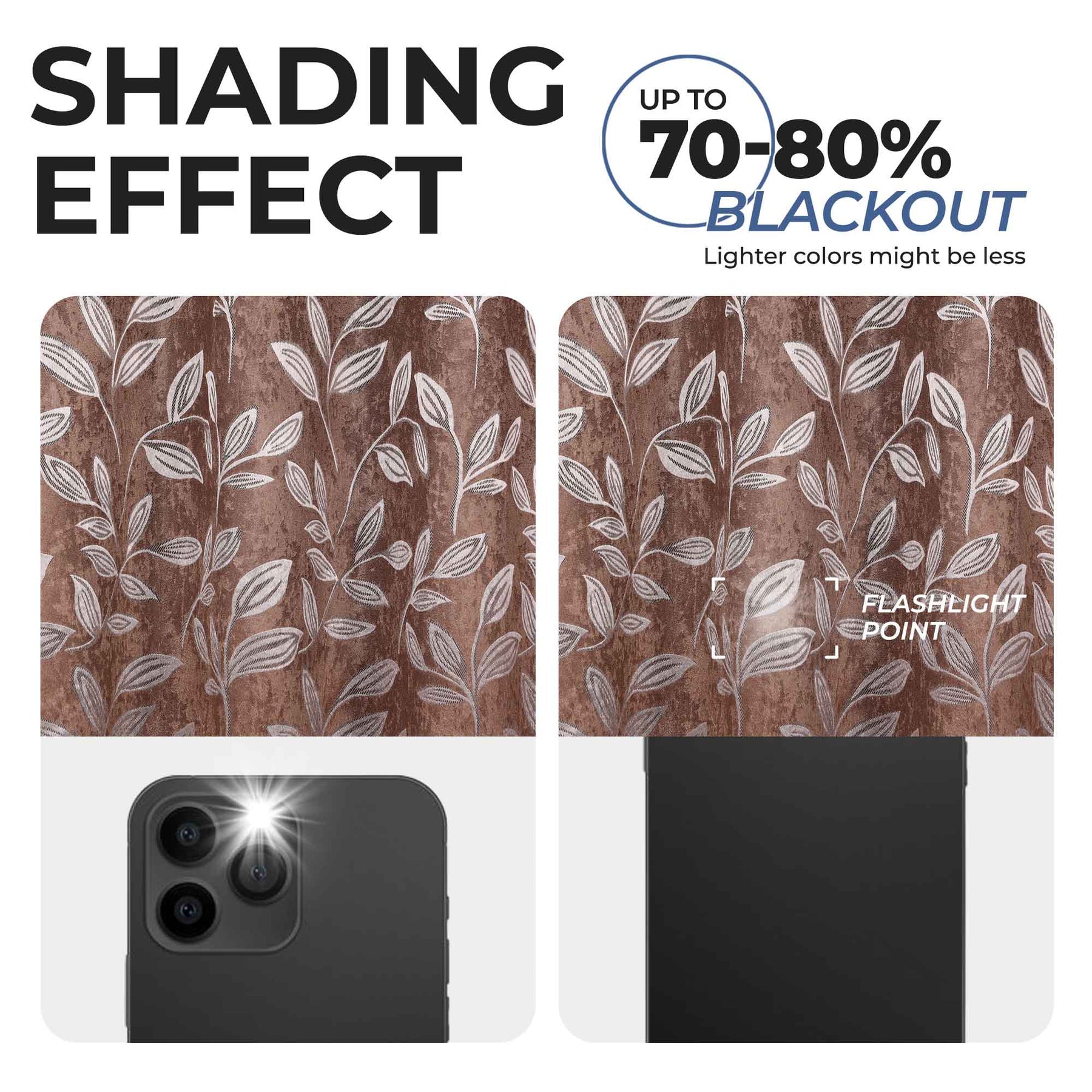 Leaves Room Darkening Washable Blackout Curtain Panels, Set of 2