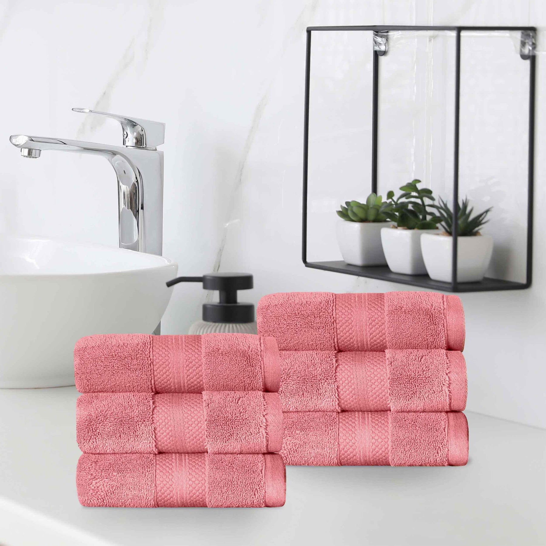 Superior Premium Turkish Cotton 6-Piece Hand Towel Set