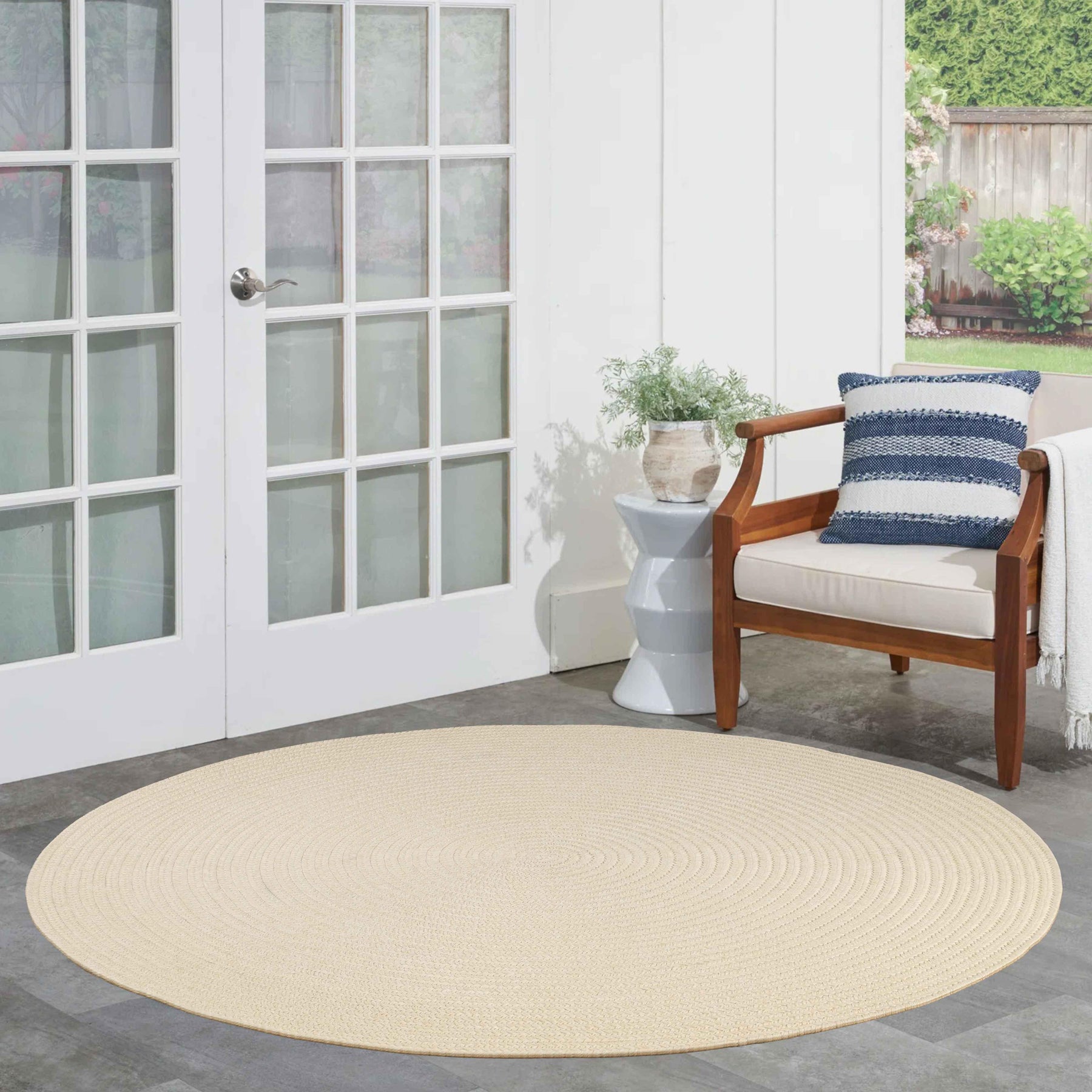 Bohemian Braided Indoor Outdoor Rugs Solid Round Area Rug