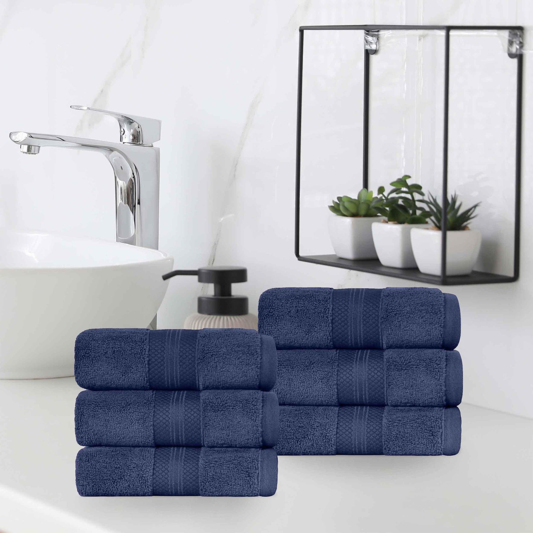 Superior Premium Turkish Cotton 6-Piece Hand Towel Set