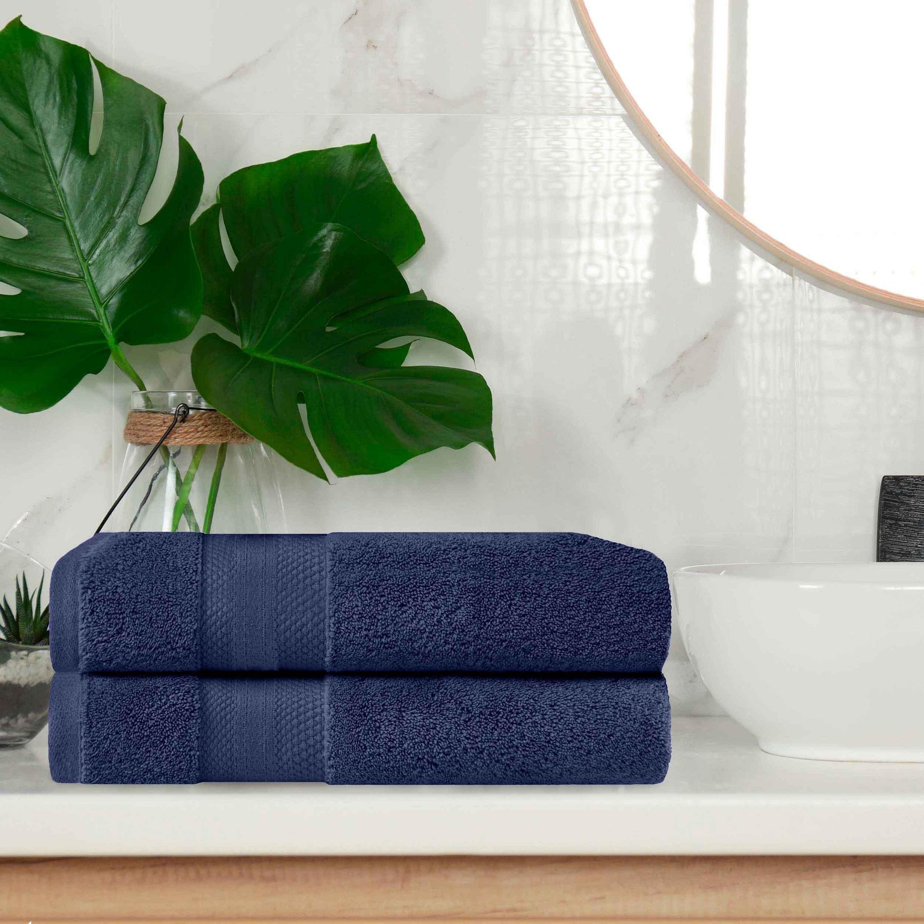 Aria Turkish Cotton Heavyweight Solid Absorbent 2-Piece Bath Towel Set
