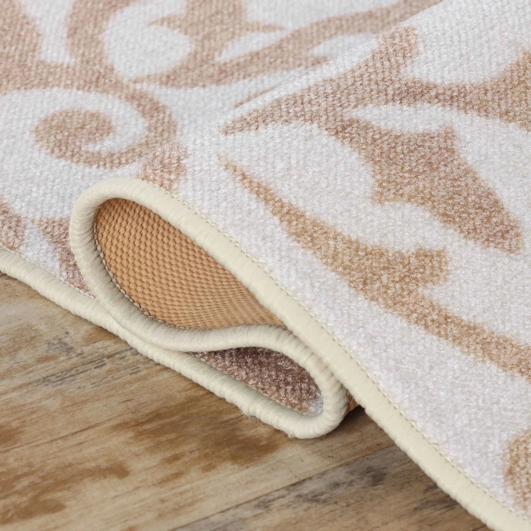 Amber Floral Scroll Medallion Non-Slip Washable Indoor Area Rug or Runner