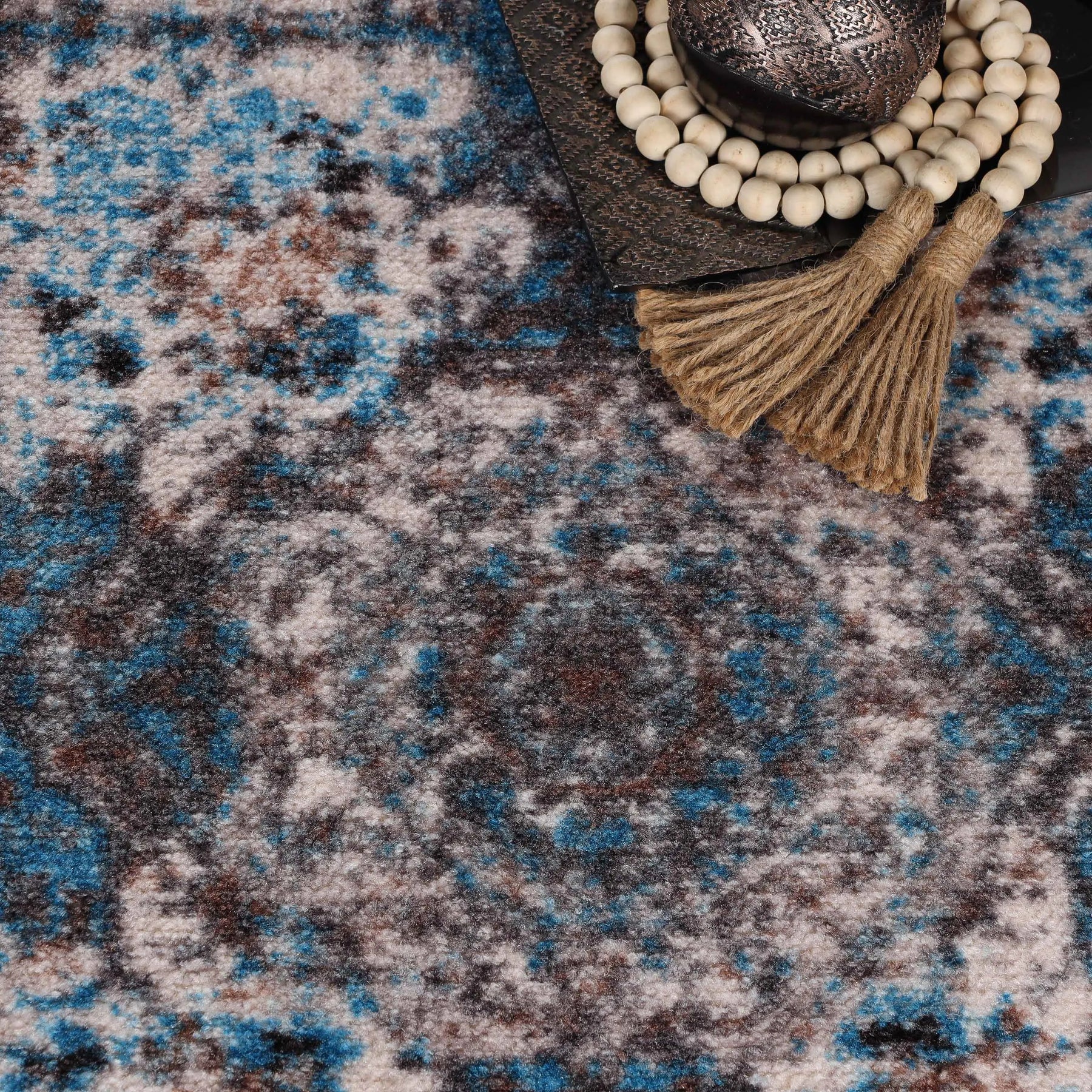 Ezra Vintage Medallion Non-Slip Washable Indoor Area Rug or Runner