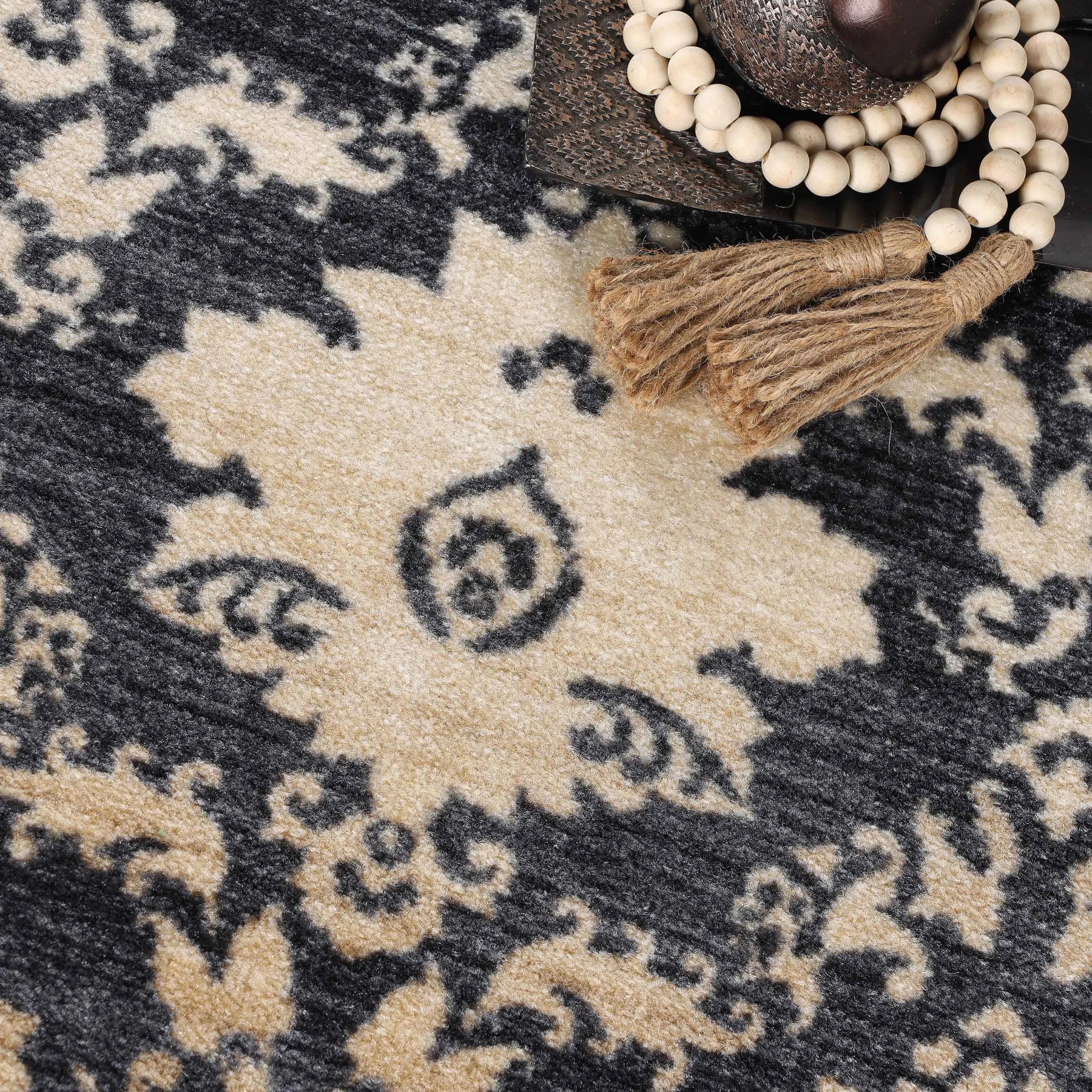 Geneva Medallion Scroll Non-Slip Washable Indoor Area Rug or Runner