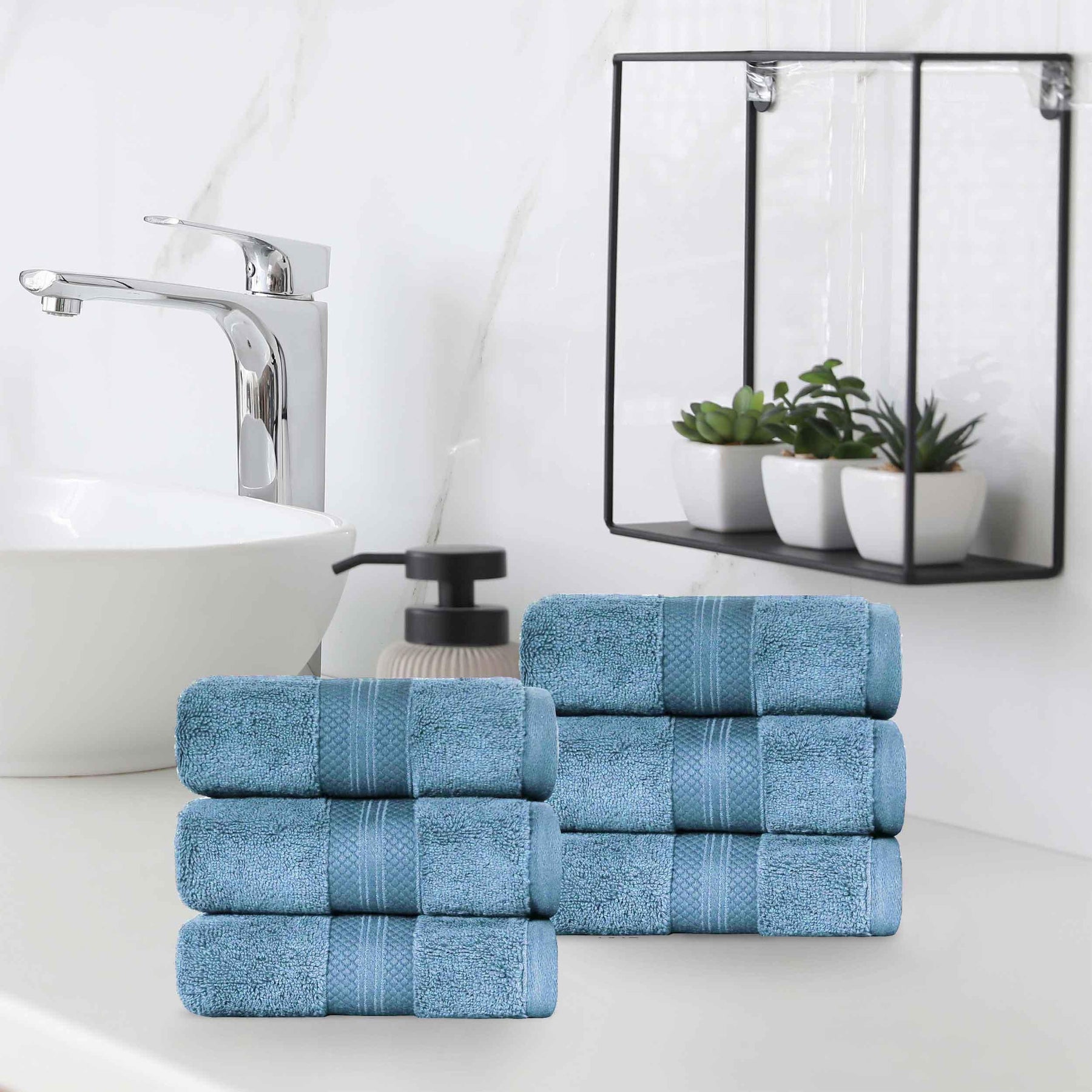 Superior Premium Turkish Cotton 6-Piece Hand Towel Set