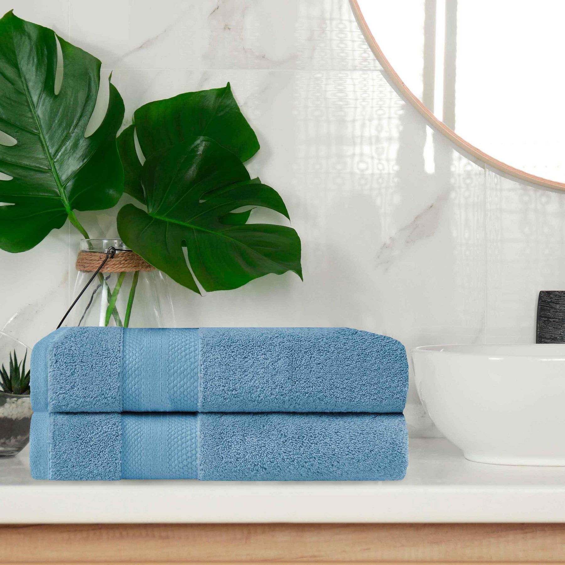 Aria Turkish Cotton Heavyweight Solid Absorbent 2-Piece Bath Towel Set