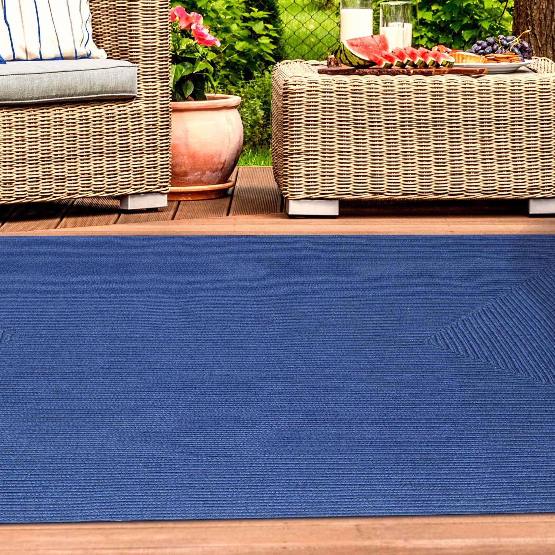 Bohemian Indoor Outdoor Rugs Solid Rectangle Braided Area Rug