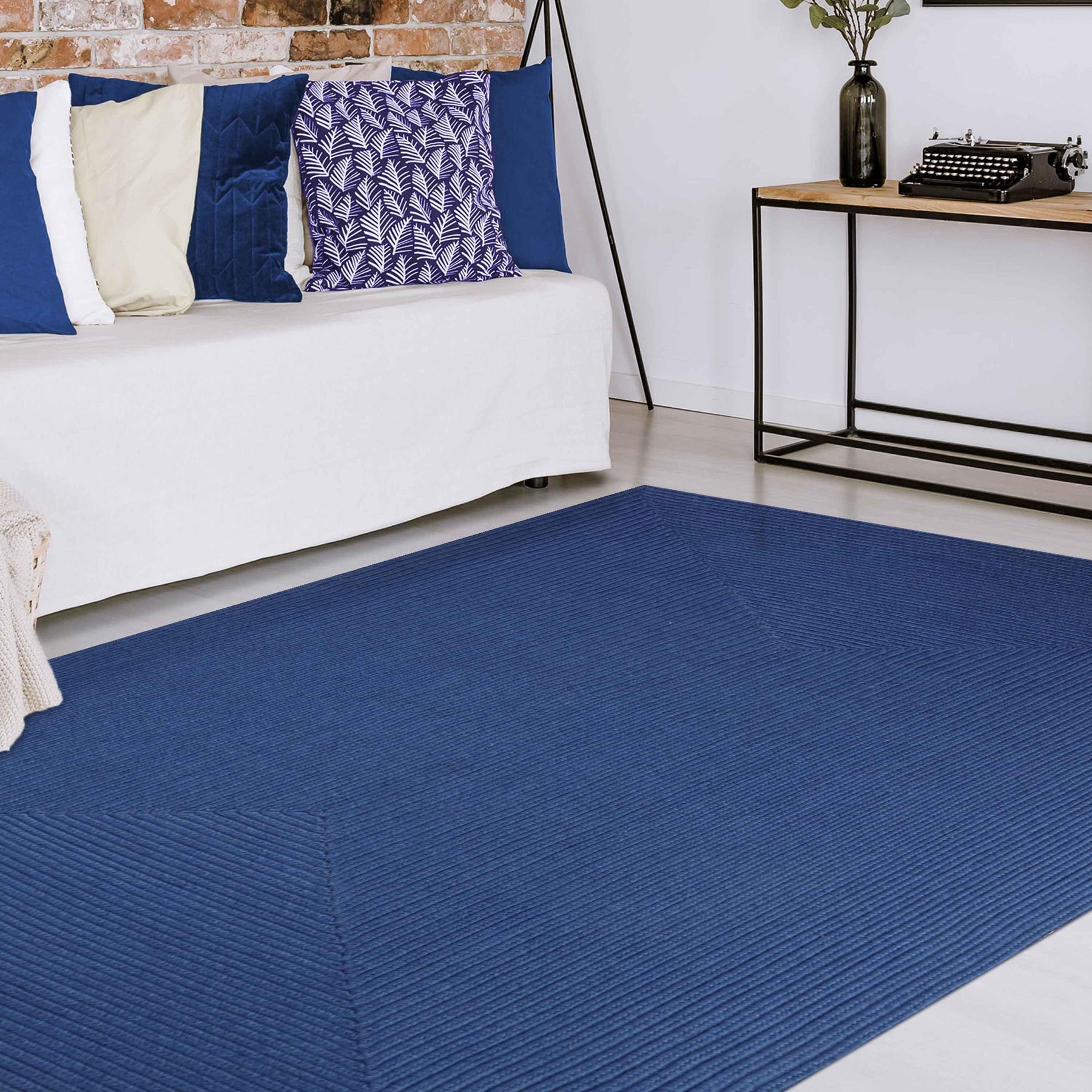 Bohemian Indoor Outdoor Rugs Solid Rectangle Braided Area Rug