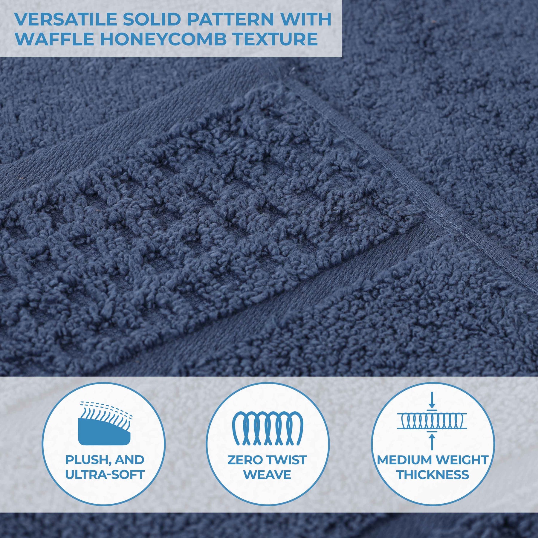Napa Zero Twist Cotton Solid Waffle Face Towel Washcloth Set of 12