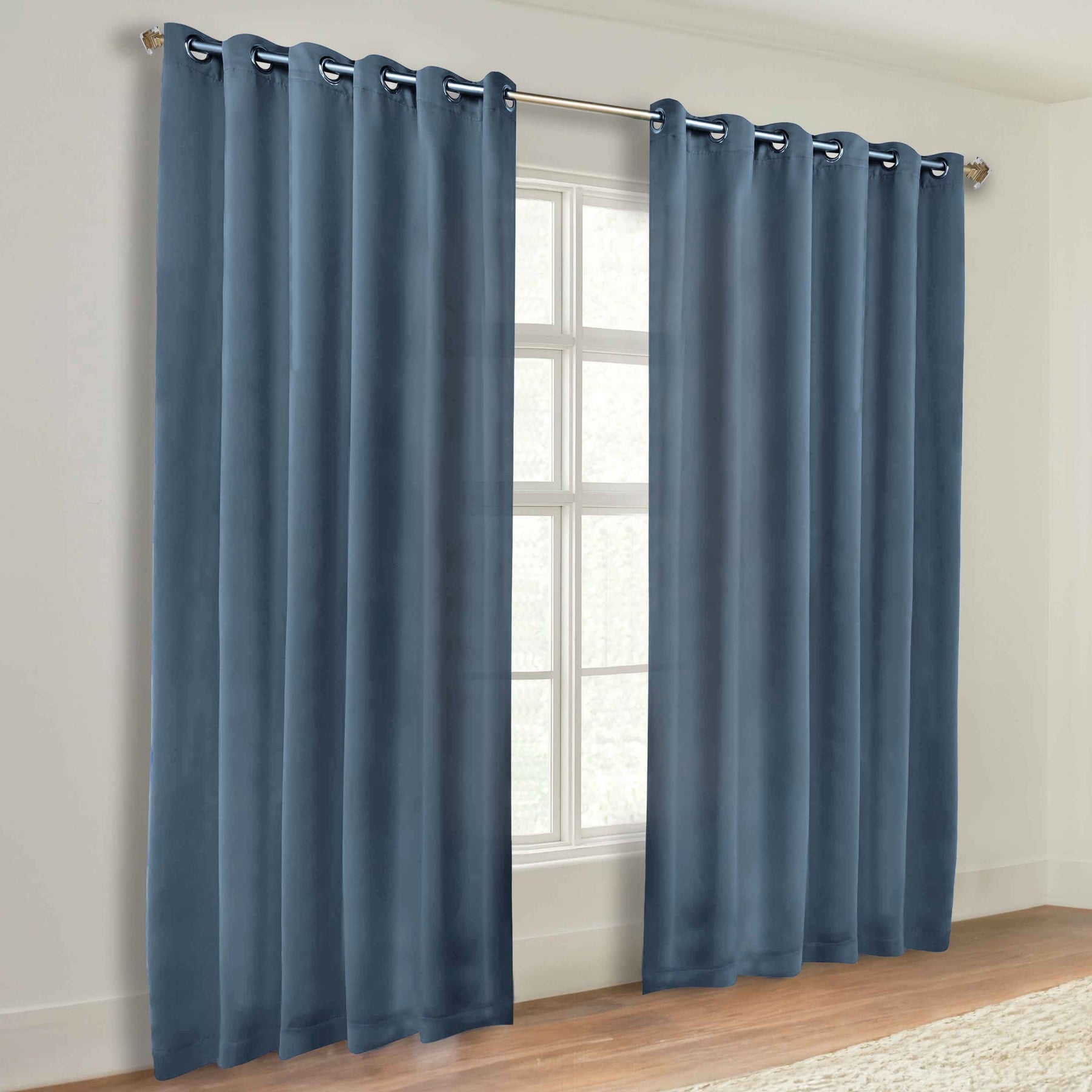 Classic Modern Solid Room Darkening Blackout Curtain Panels, Set of 2